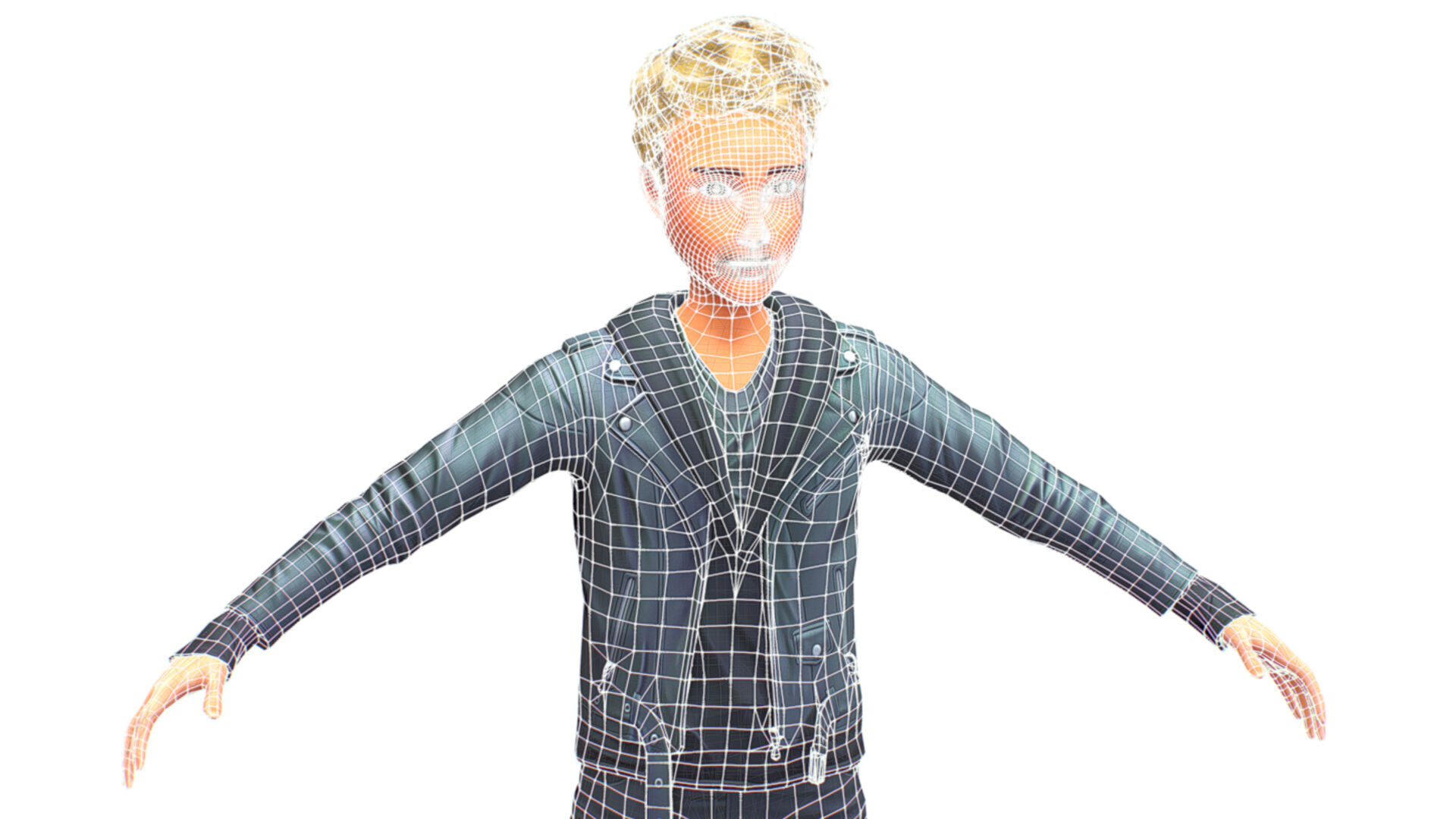 Man Rocker Rockstar Student Casual Male Leather Jacket Low-poly 3D model_18