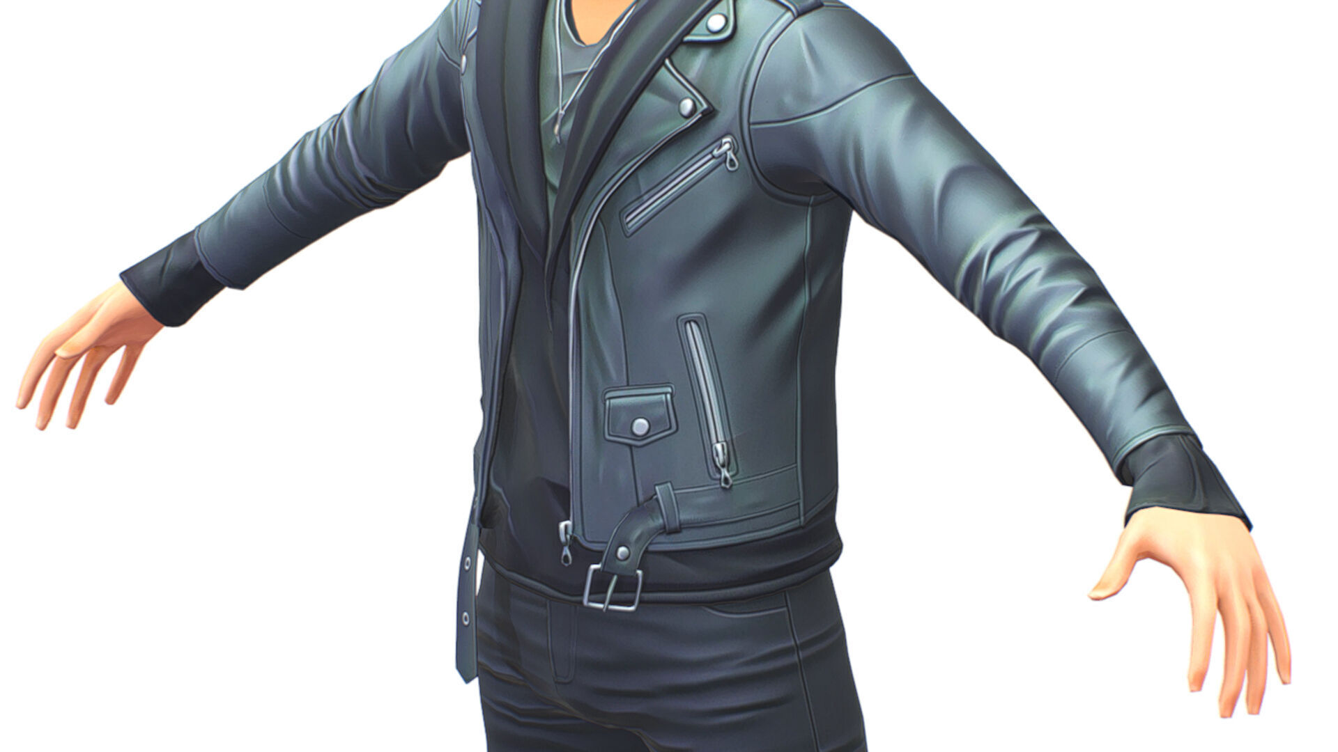 Man Rocker Rockstar Student Casual Male Leather Jacket Low-poly 3D model_10