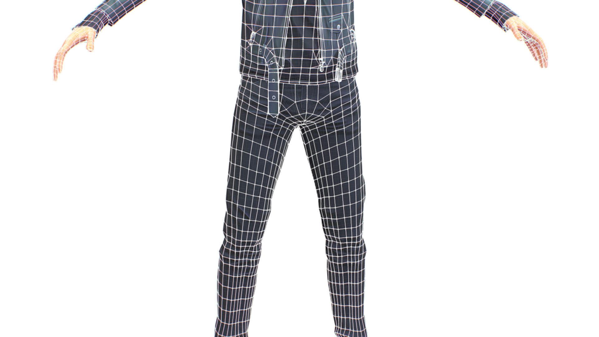 Man Rocker Rockstar Student Casual Male Leather Jacket Low-poly 3D model_19