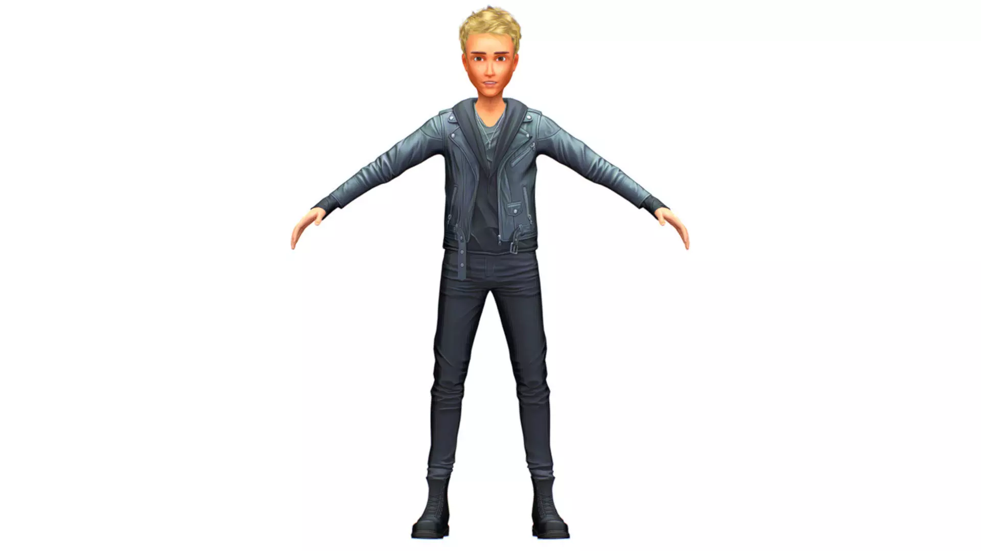 Man Rocker Rockstar Student Casual Male Leather Jacket Low-poly 3D model_0