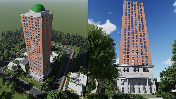 Apartment Building 3d Model Low-poly 3D model