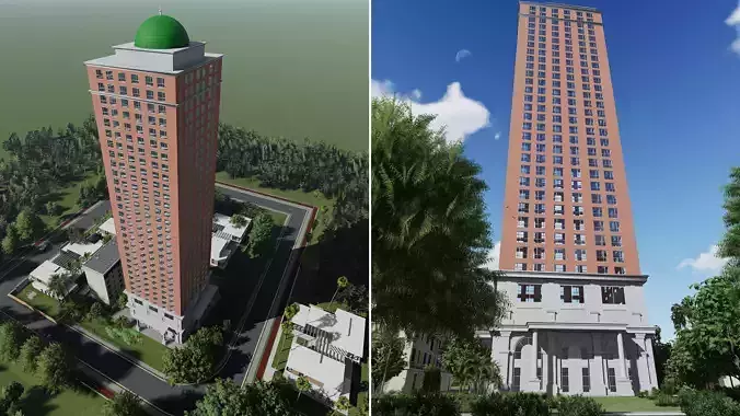 Apartment Building 3d Model Low-poly 3D model
