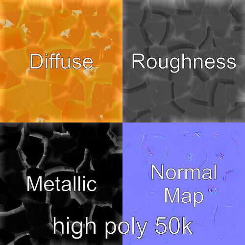 Orange Textured Slice Realistic Model Pack Low-poly 3D model 2