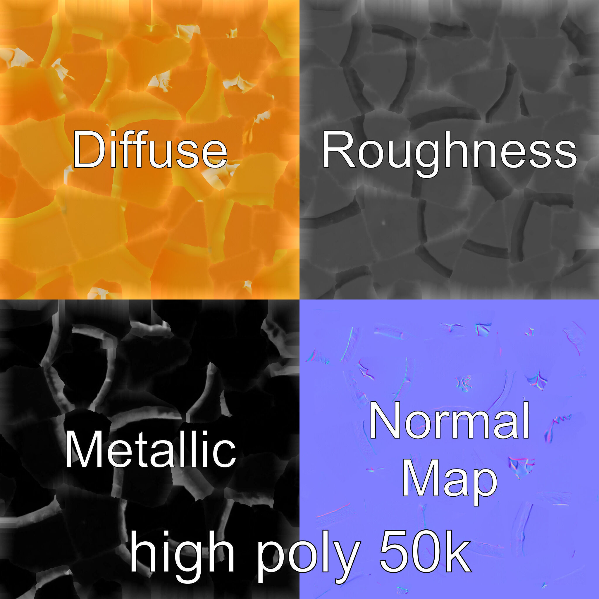 Orange Textured Slice Realistic Model Pack Low-poly 3D model_1