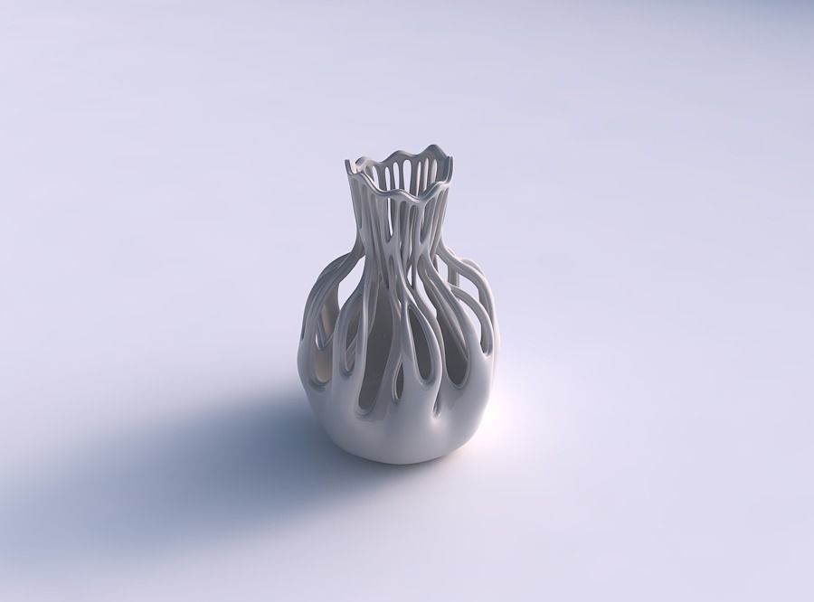 Vase curved with two layered beveled branches streched top 3D print model_0