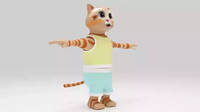 Character Cat 01 cartoon rigged lowpolys 