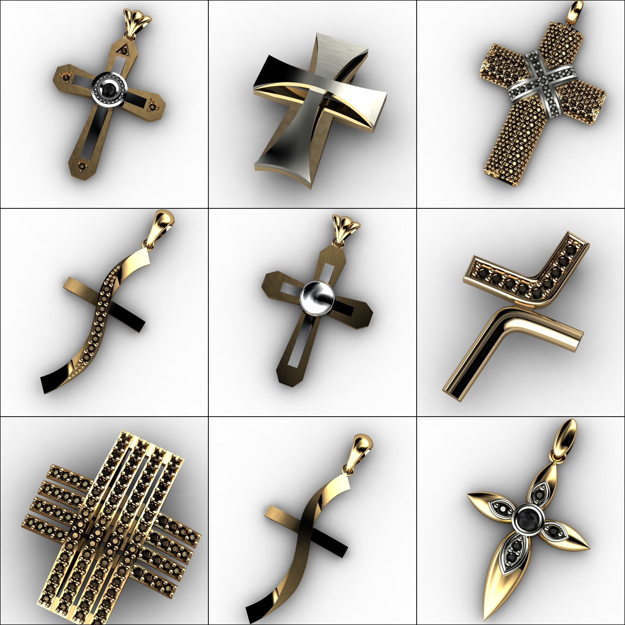 60 Plus Cross Pendants 3dm 3D print model_3