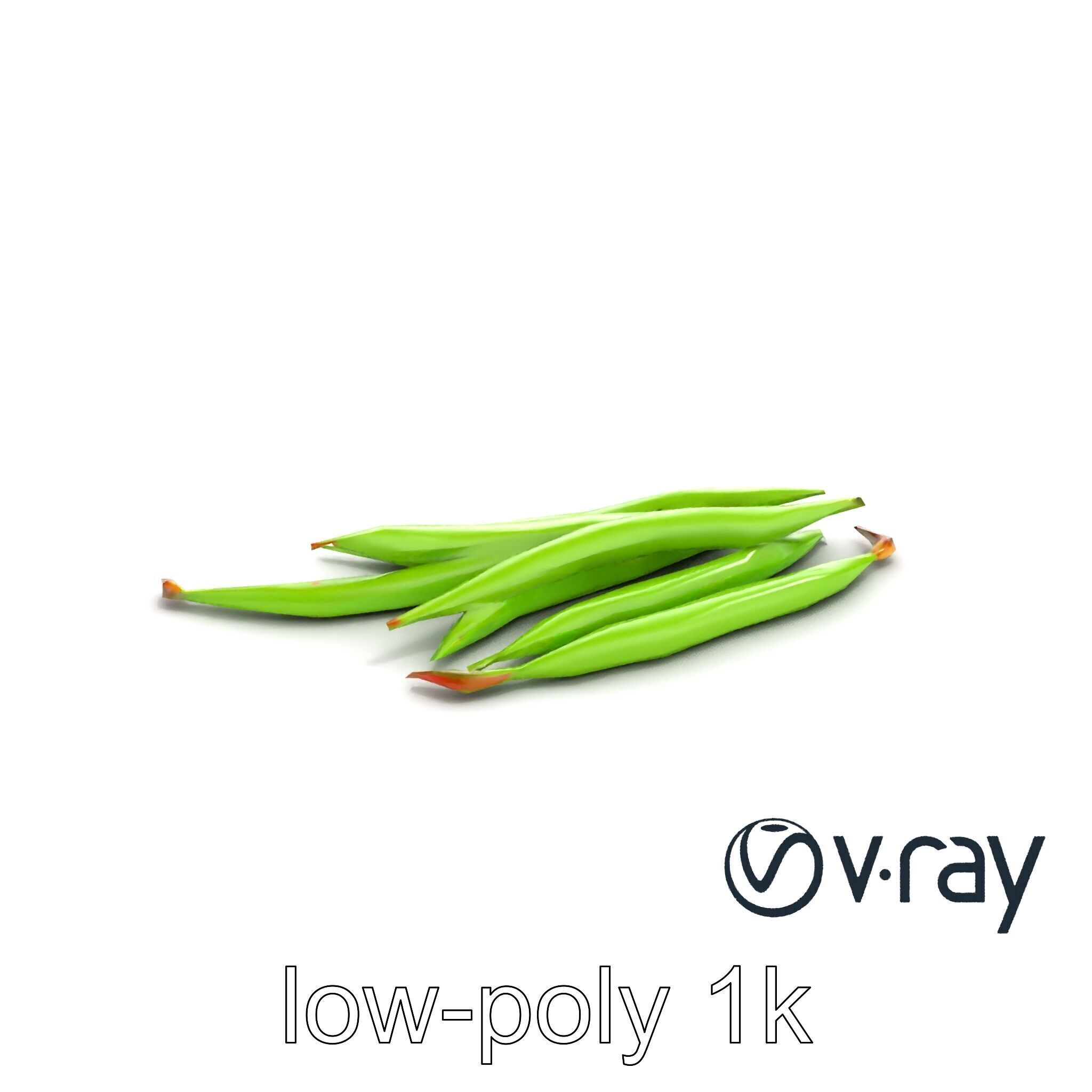 Realistic Green Beans with Smooth Pods model pack Low-poly 3D model_5