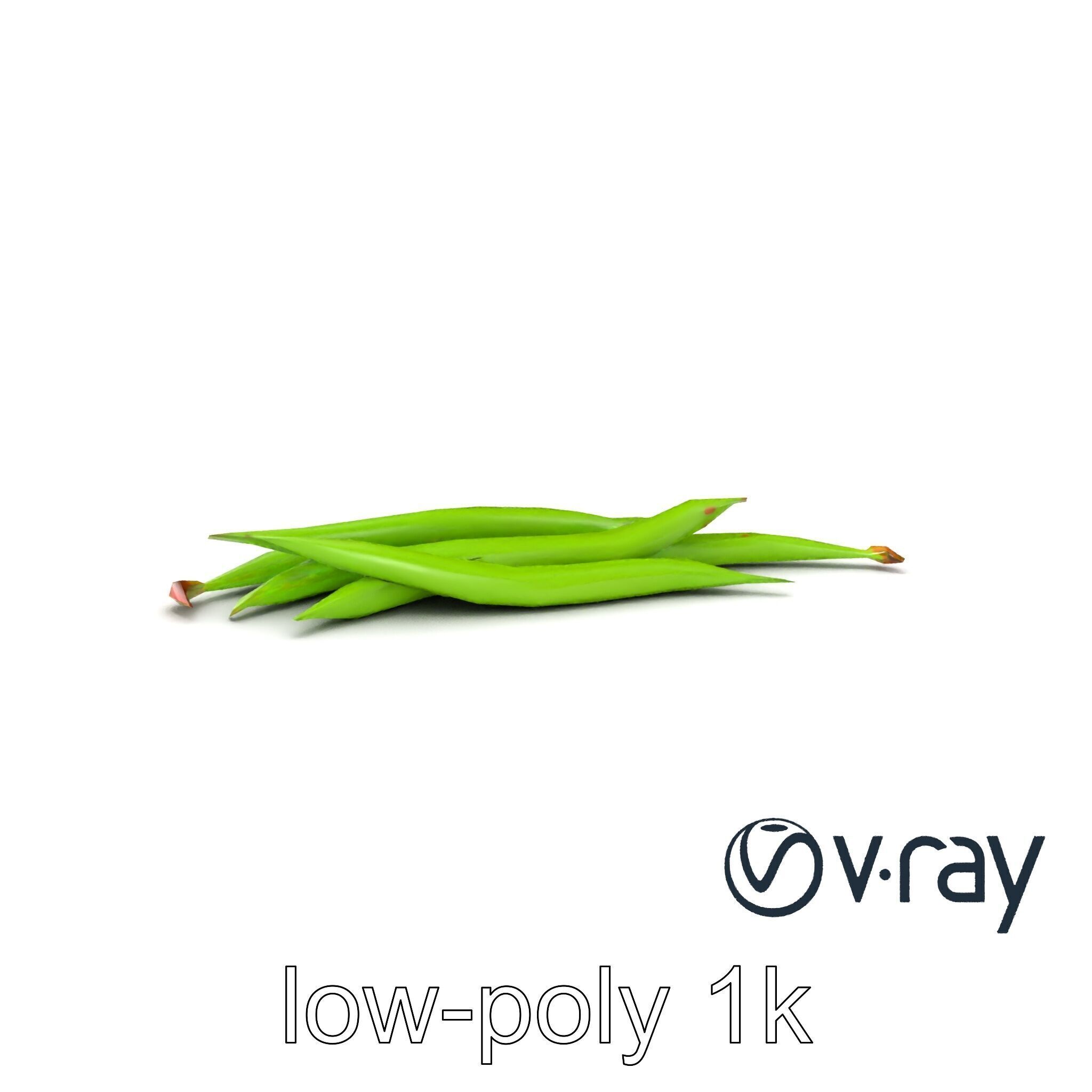 Realistic Green Beans with Smooth Pods model pack Low-poly 3D model_2