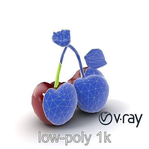 Cherry with Glossy Red Berries and Dew Drop Effect model pack Low-poly 3D model 6