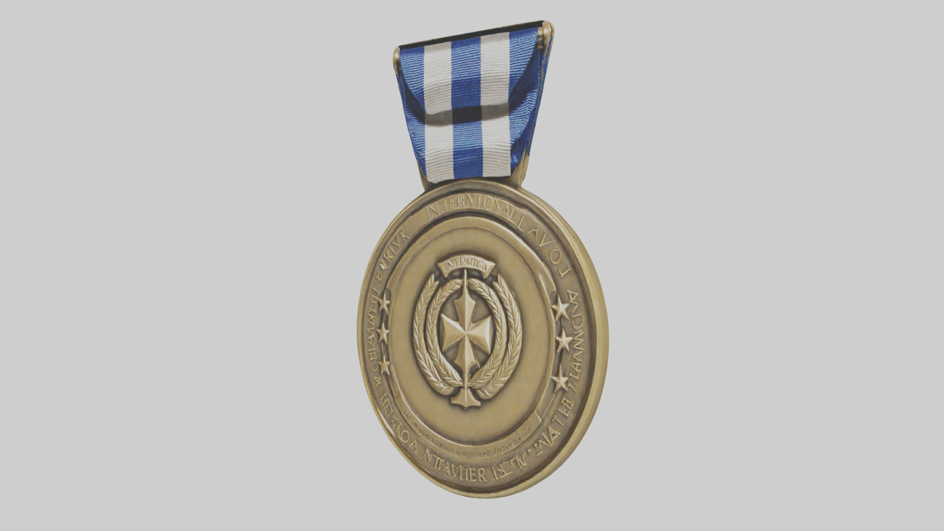 International Service Medal model Low-poly 3D model_10
