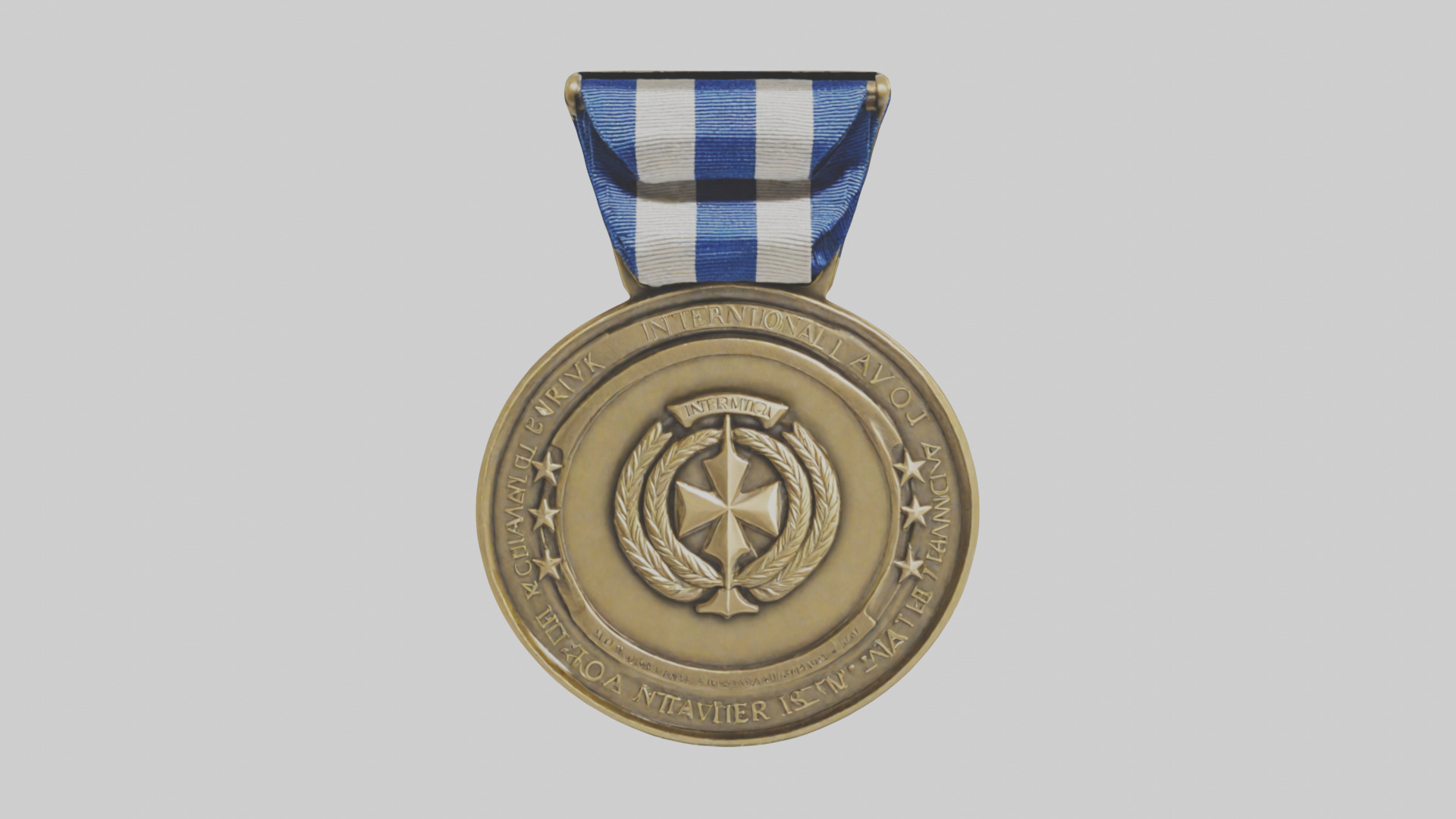 International Service Medal model Low-poly 3D model_9