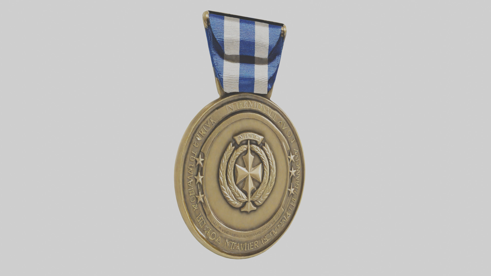 International Service Medal model Low-poly 3D model_7