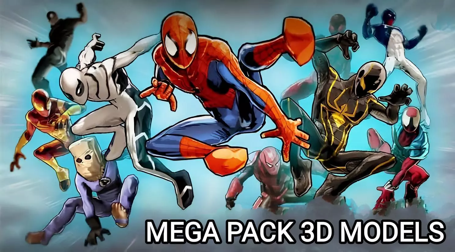 Mega Pack 25 Rigged Spider-Universe 3D Models Nostalgic and Fun Free low-poly 3D model
