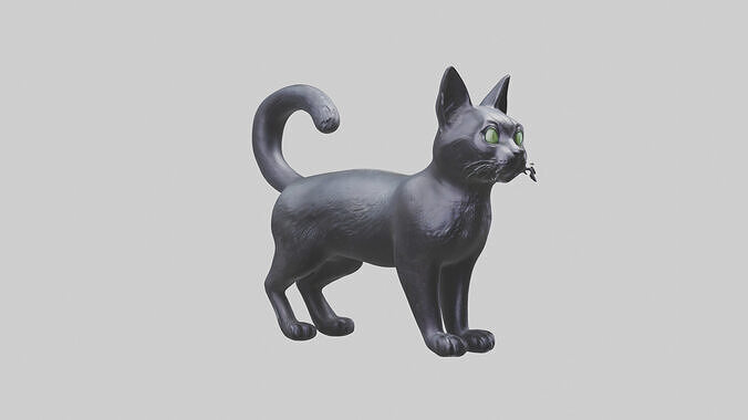 Iriomote Cat statue model 2 Low-poly 3D model