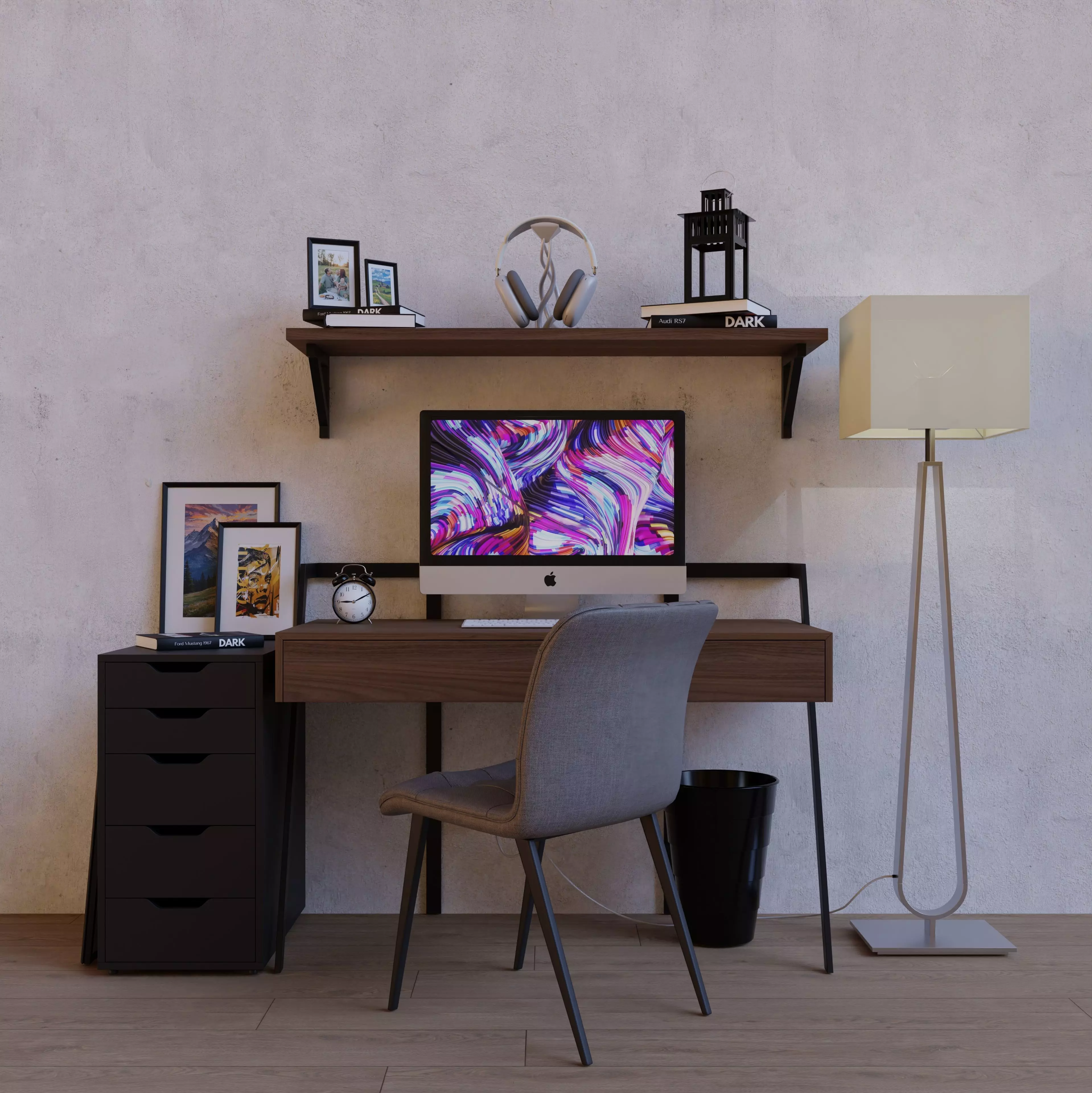 Modern Minimalist Workspace Low-poly 3D model