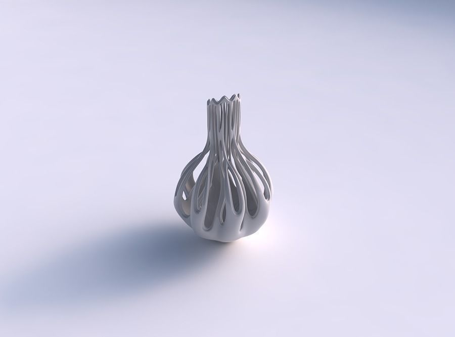 Vase curved with two layered beveled branches long top 3D print model_0