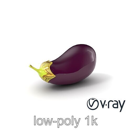 Luxurious Glossy Eggplant Model Pack Low-poly 3D model 3