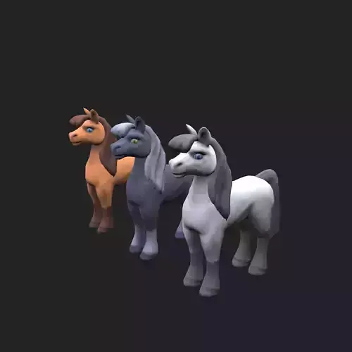 Stylized Cartoon Horse Low-poly 3D model