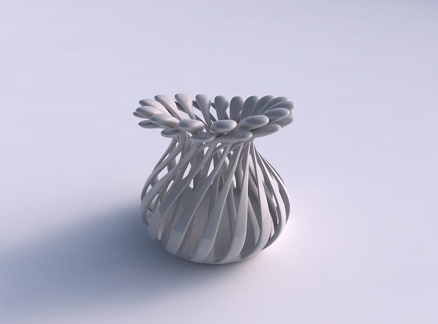 Vase curved with twisted muscle structure and soft tips eccen... 3D print model_0