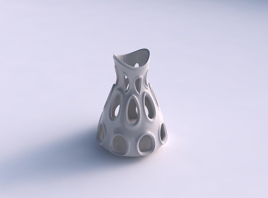 Vase curved with smooth cuts and extruded edges around it str... 3D print model_0