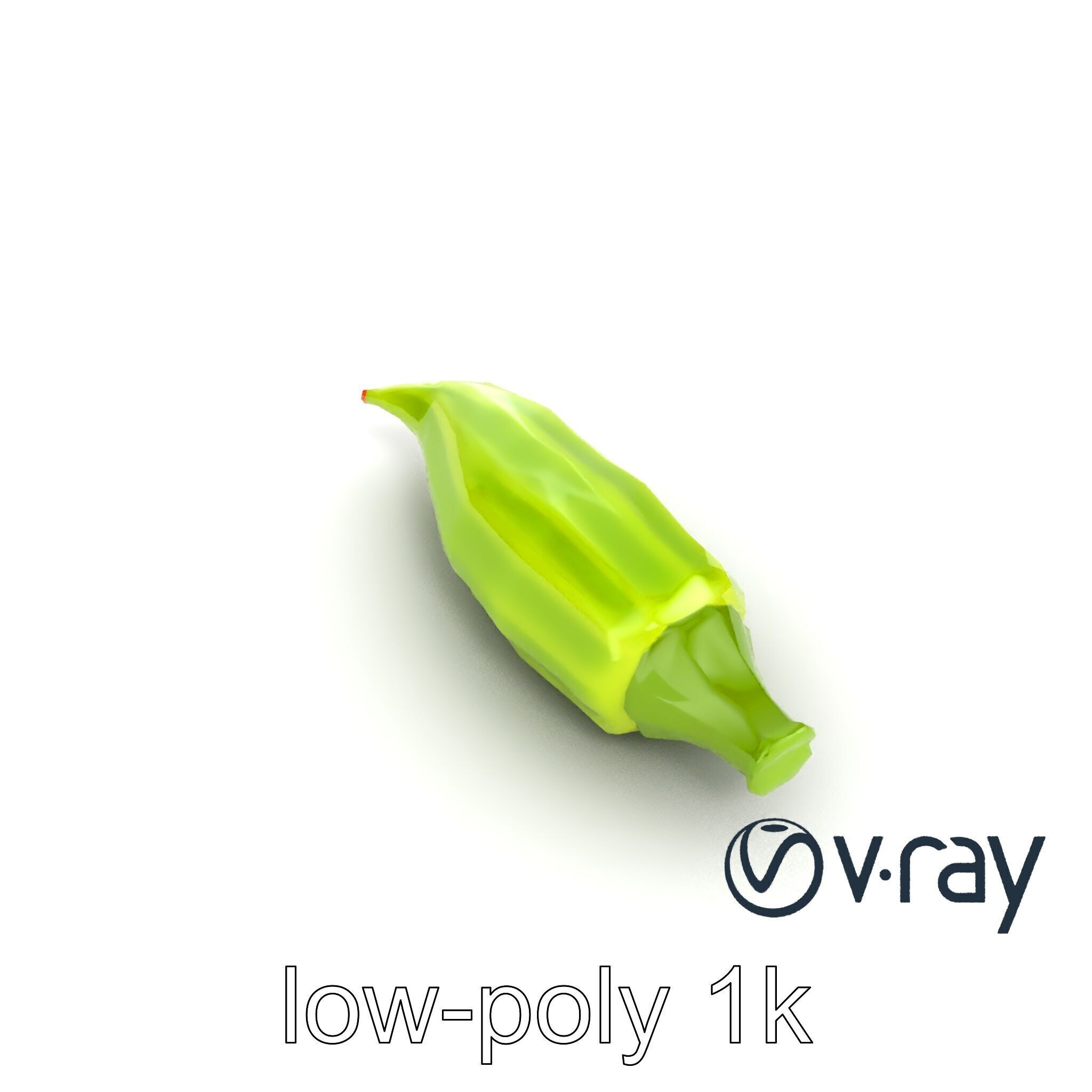 Realistic Okra Pod Model Pack Low-poly 3D model_16