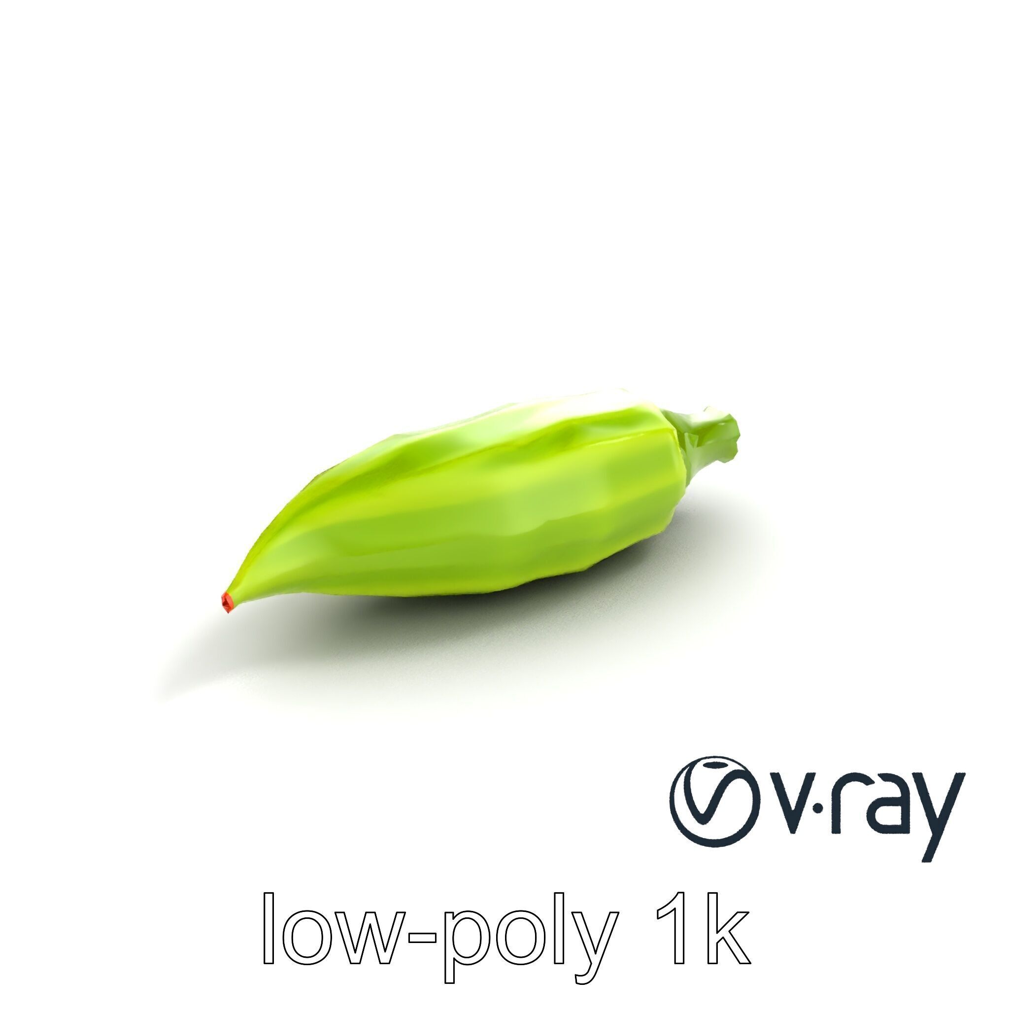 Realistic Okra Pod Model Pack Low-poly 3D model_5