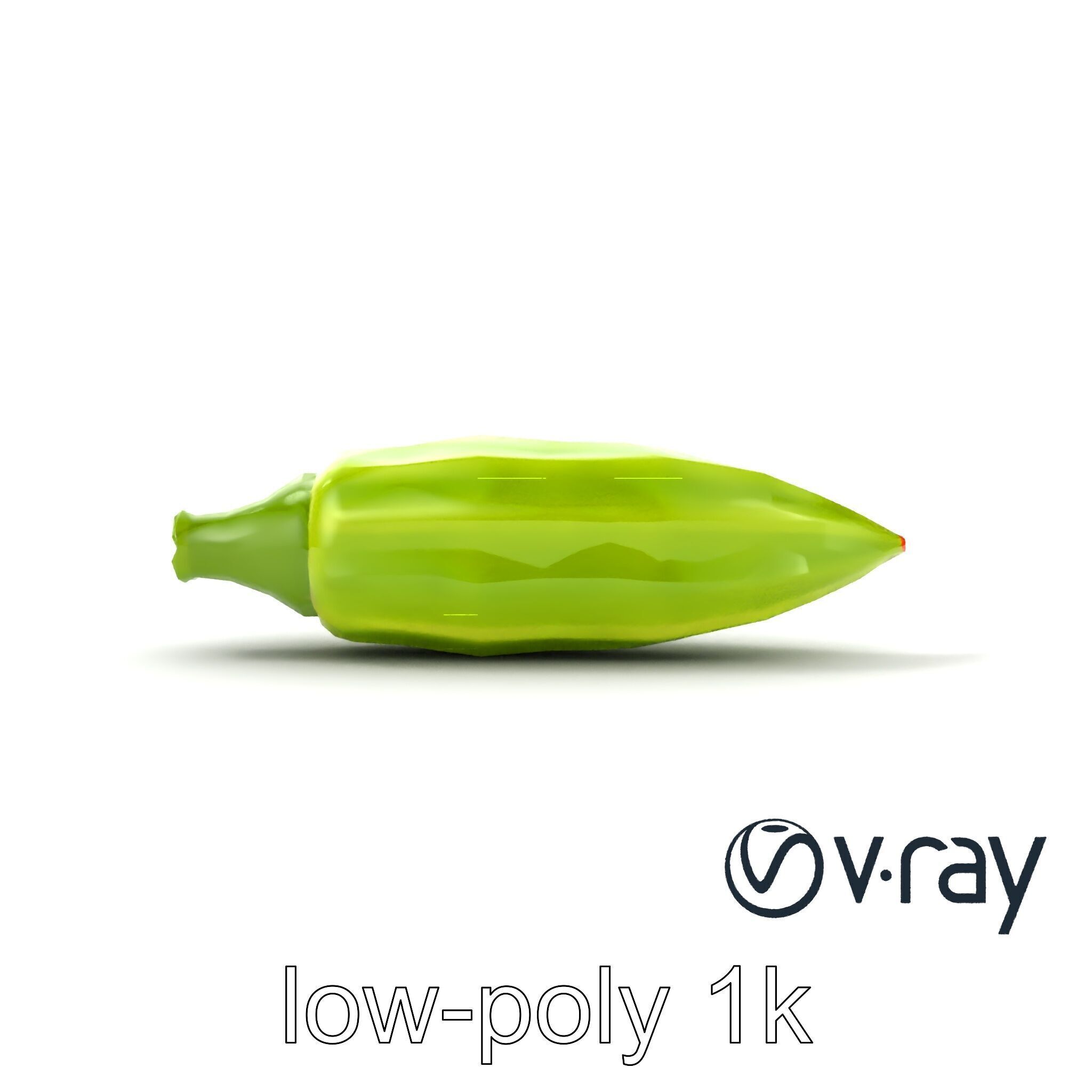 Realistic Okra Pod Model Pack Low-poly 3D model_17