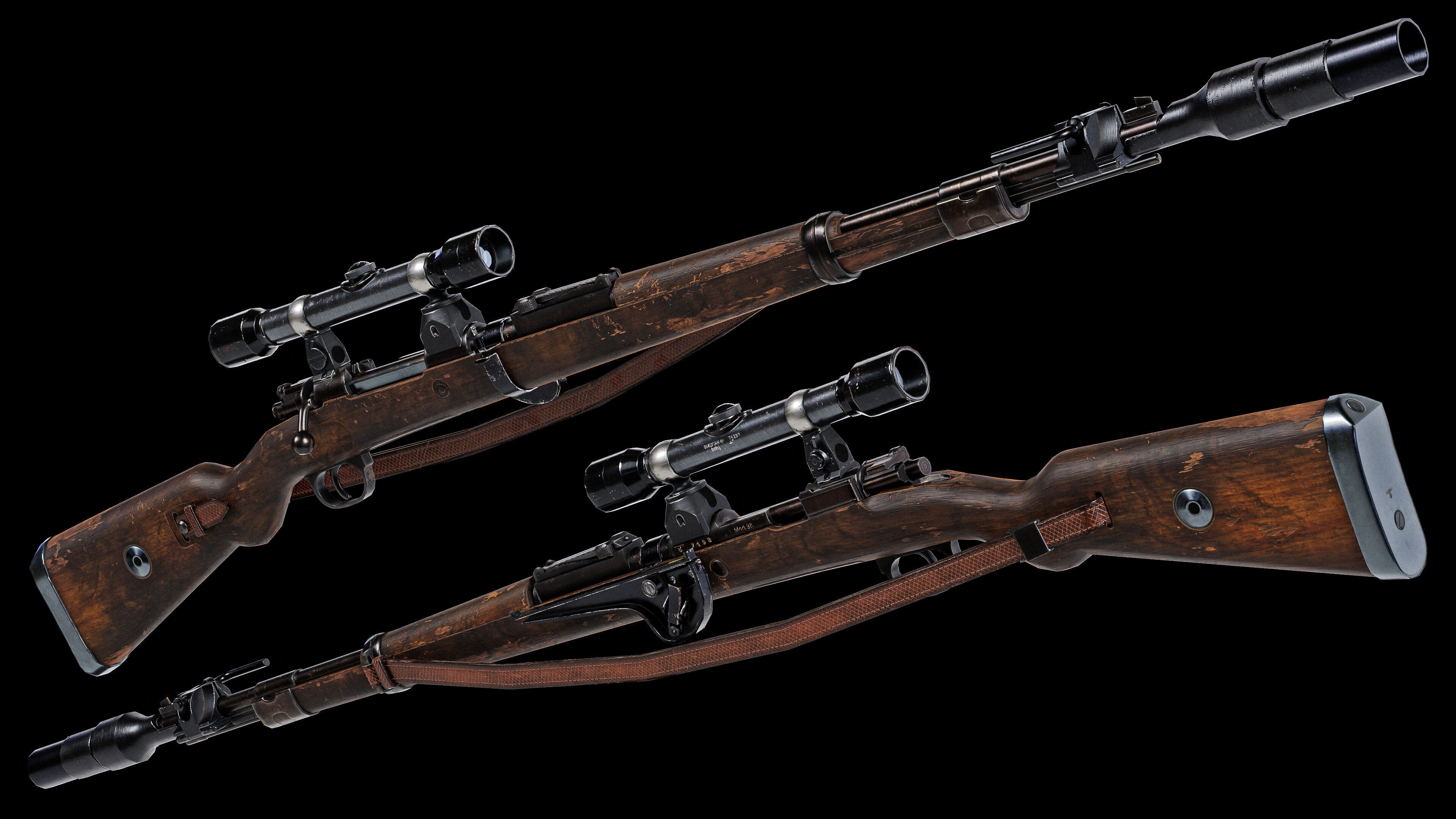 Kar98k with mods Low-poly 3D model_3