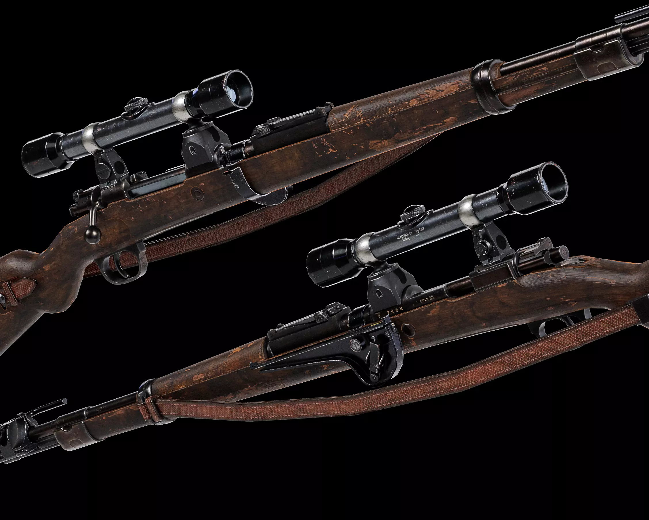 Kar98k with mods Low-poly 3D model_0