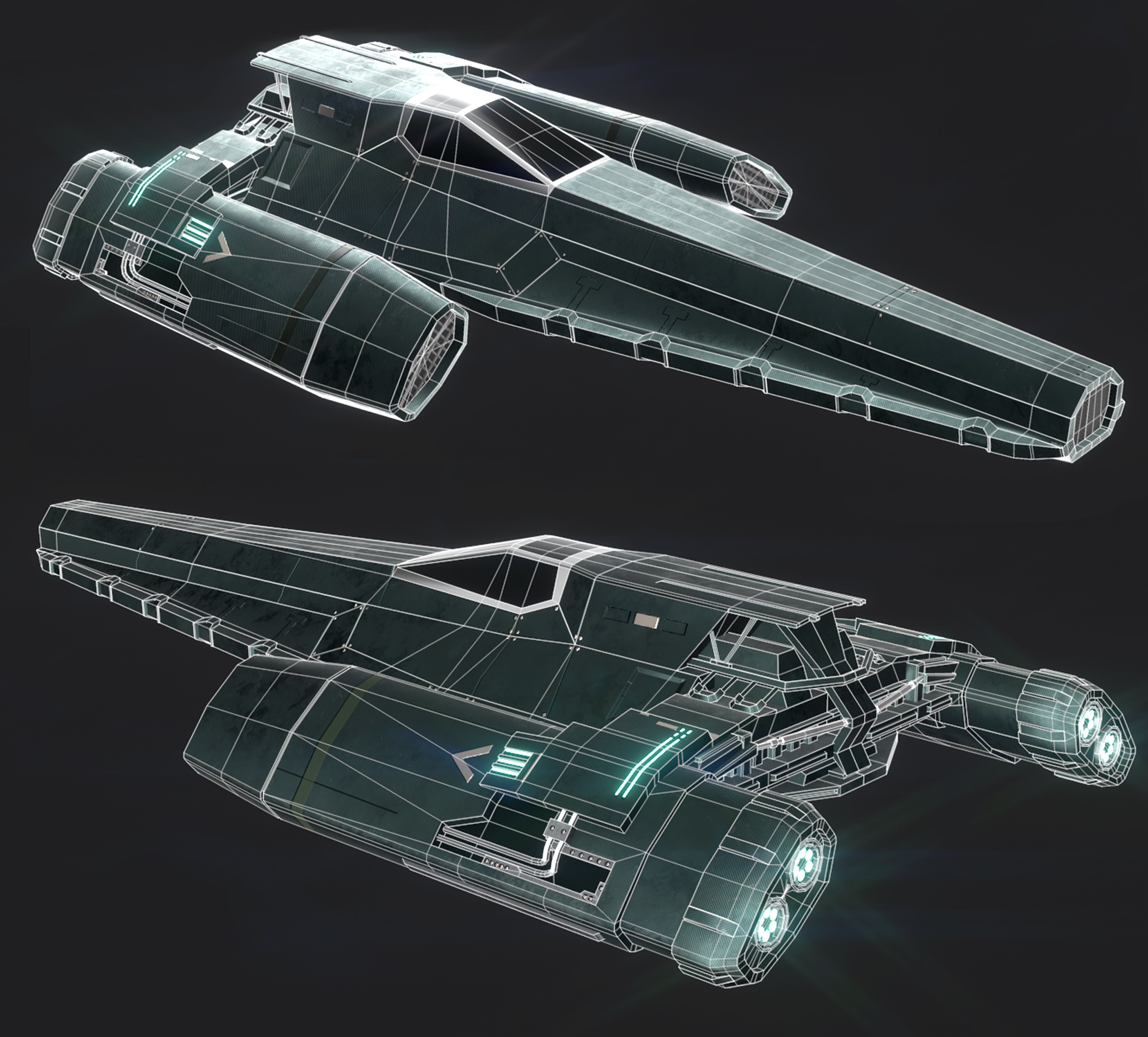 Trello - Spaceship Low-poly 3D model Low-poly 3D model_3