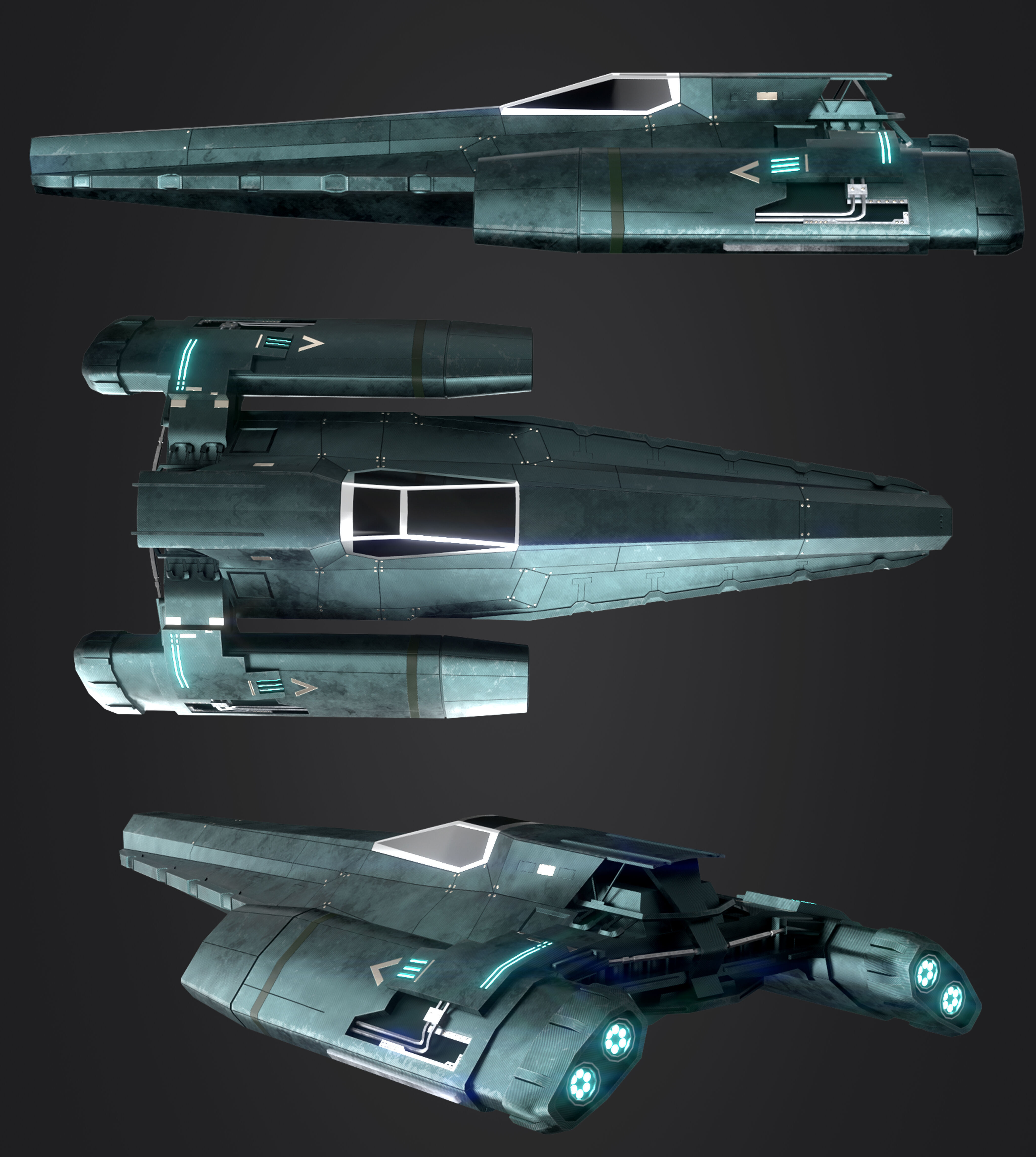 Trello - Spaceship Low-poly 3D model Low-poly 3D model_2