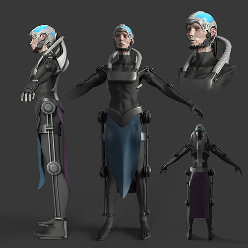Futuristic Human model Low-poly 3D model