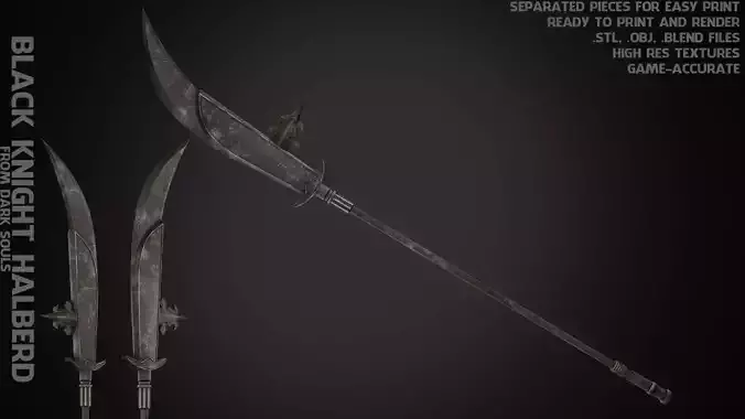 Dark Souls Black Knight Halberd for Cosplay 3D print model