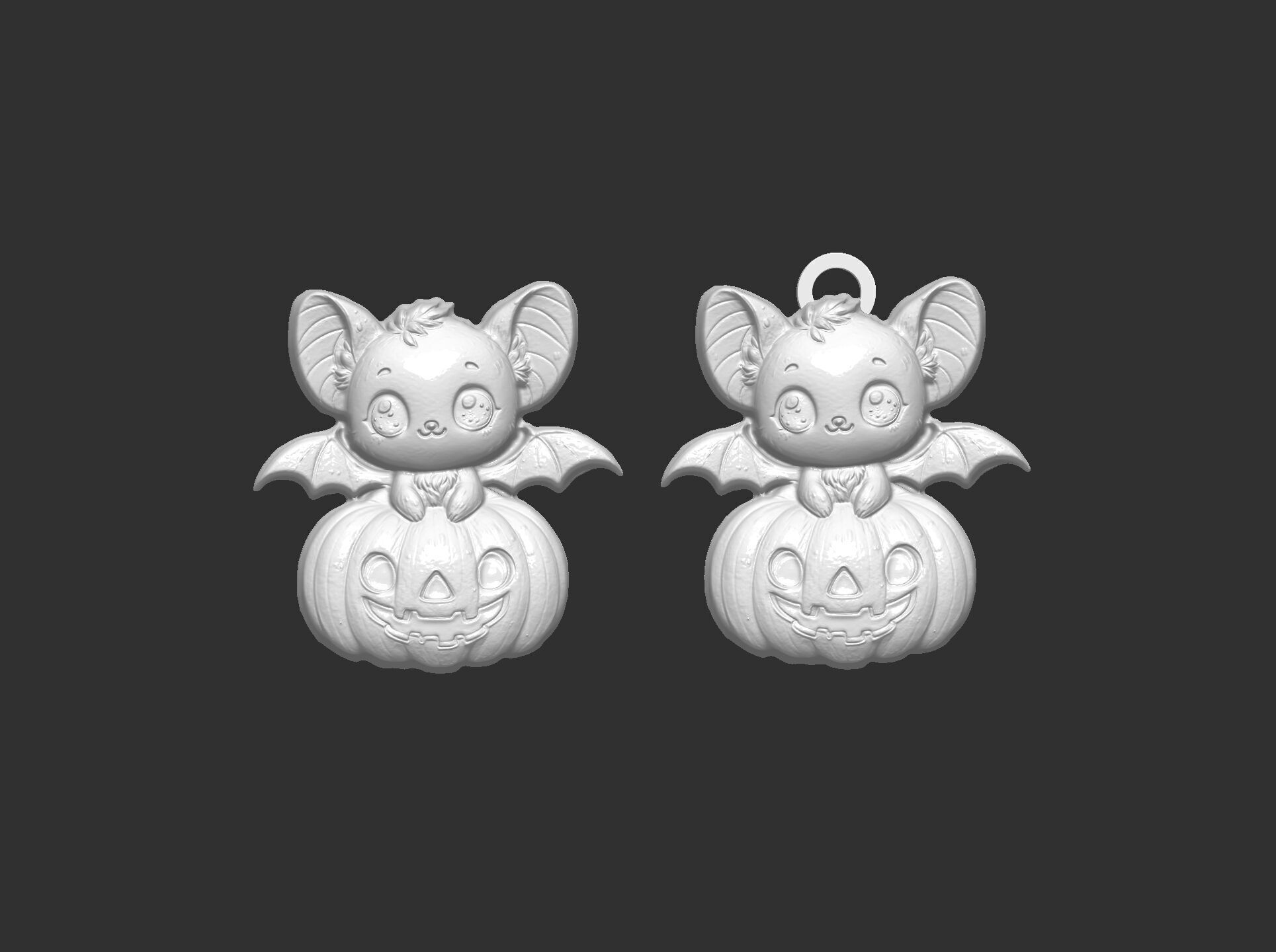 hallowen bat sitting in big pumpkin decor  3D print model_15