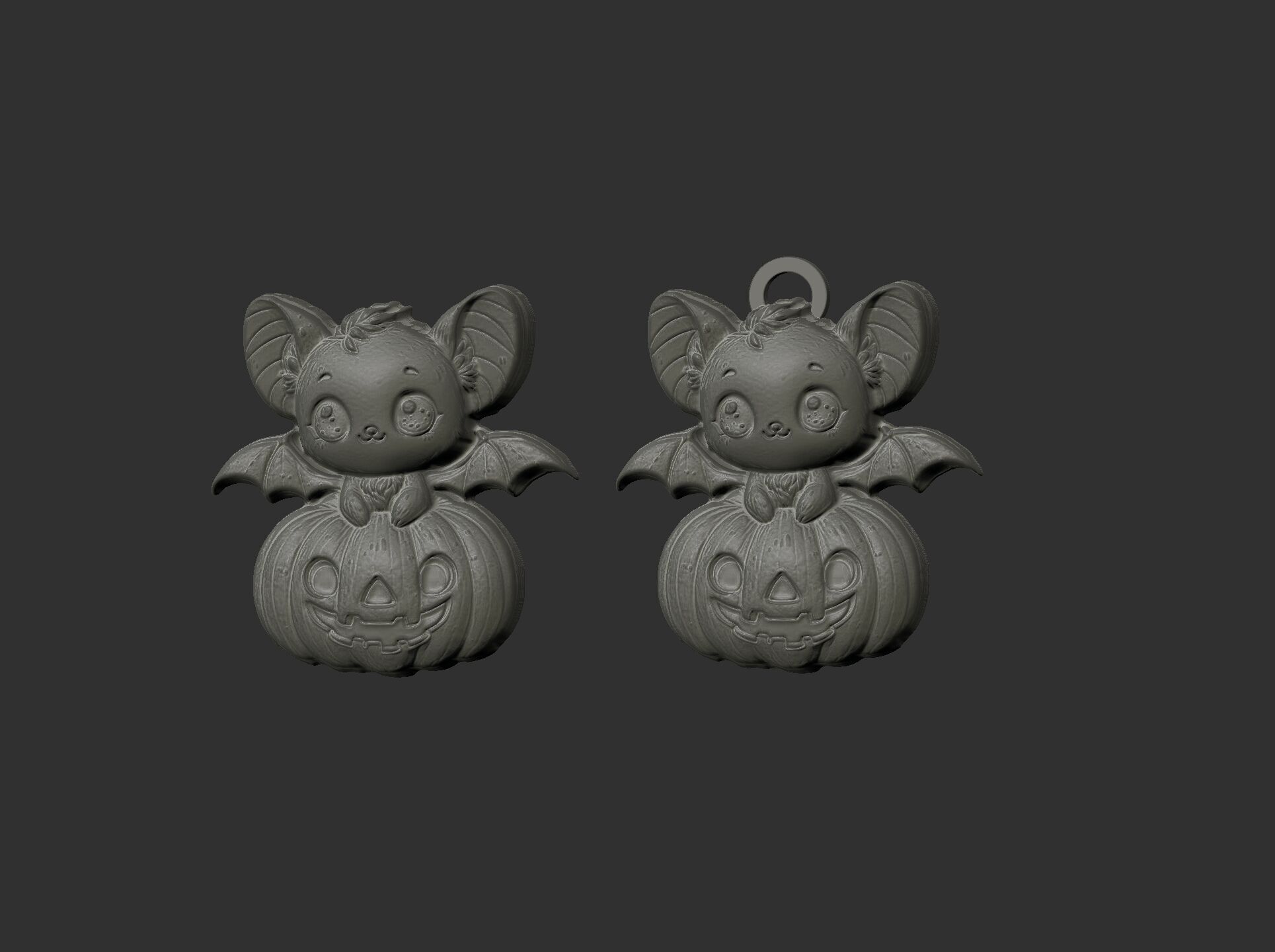 hallowen bat sitting in big pumpkin decor  3D print model_18