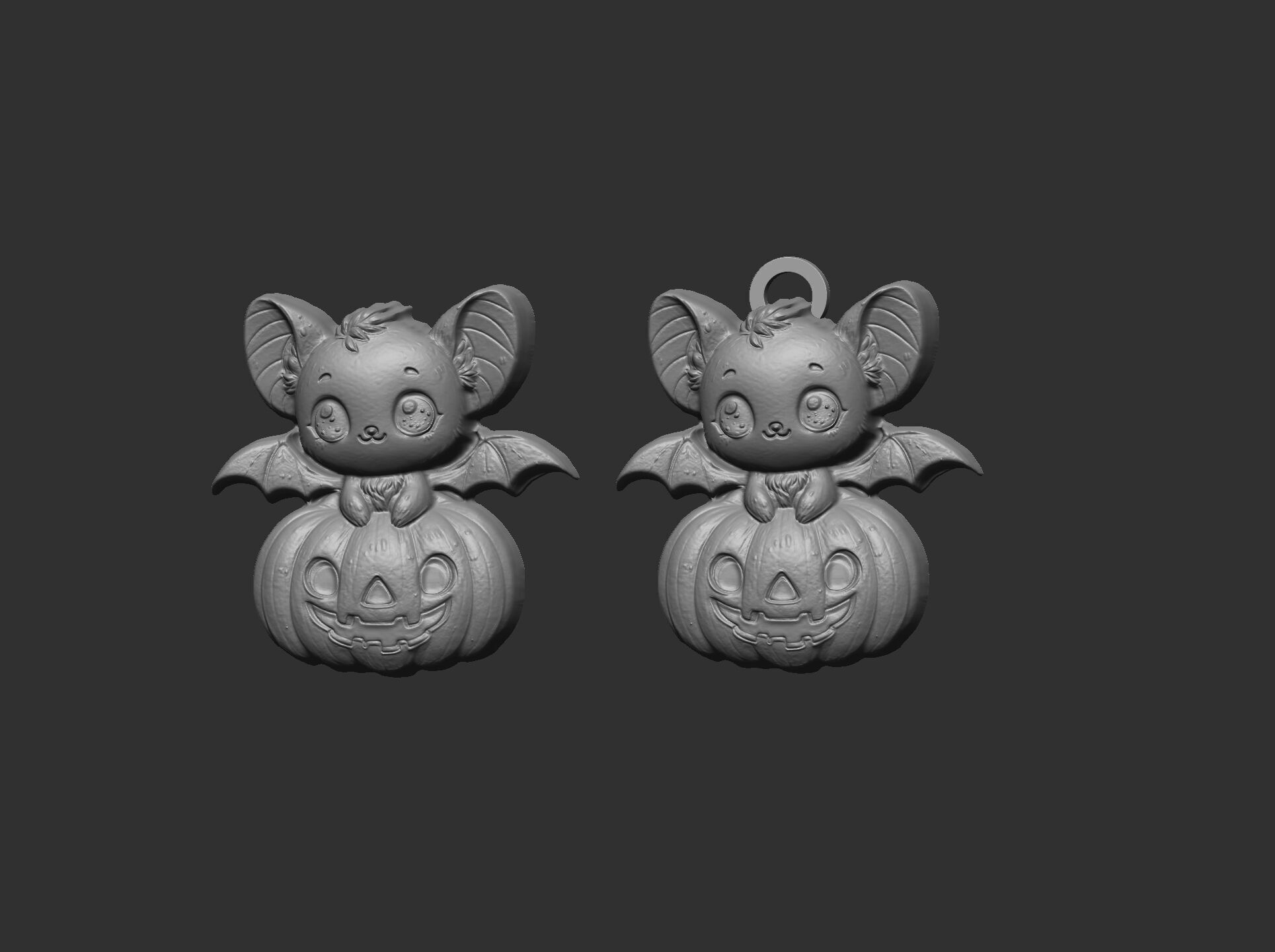 hallowen bat sitting in big pumpkin decor  3D print model_3