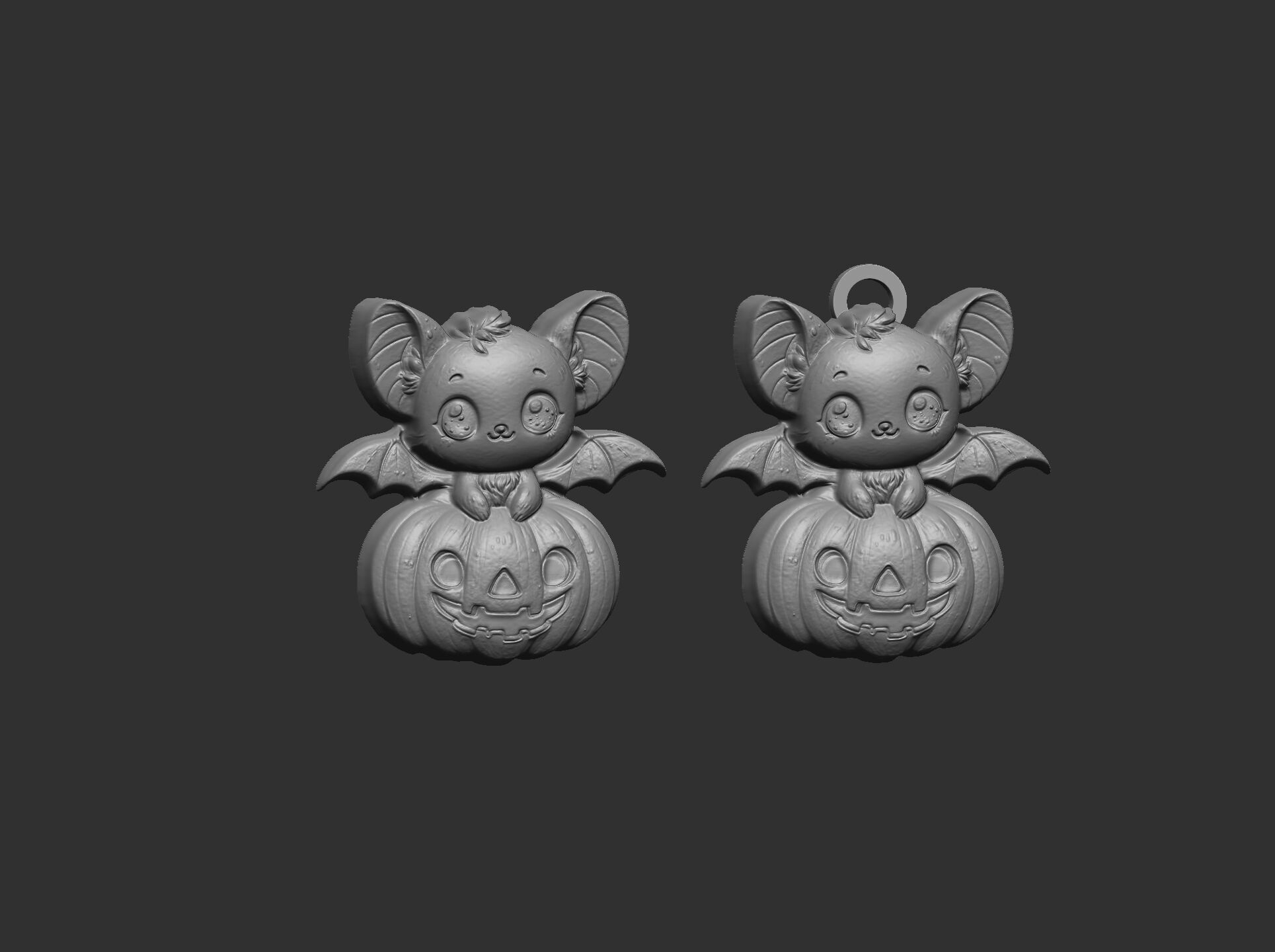 hallowen bat sitting in big pumpkin decor  3D print model_4