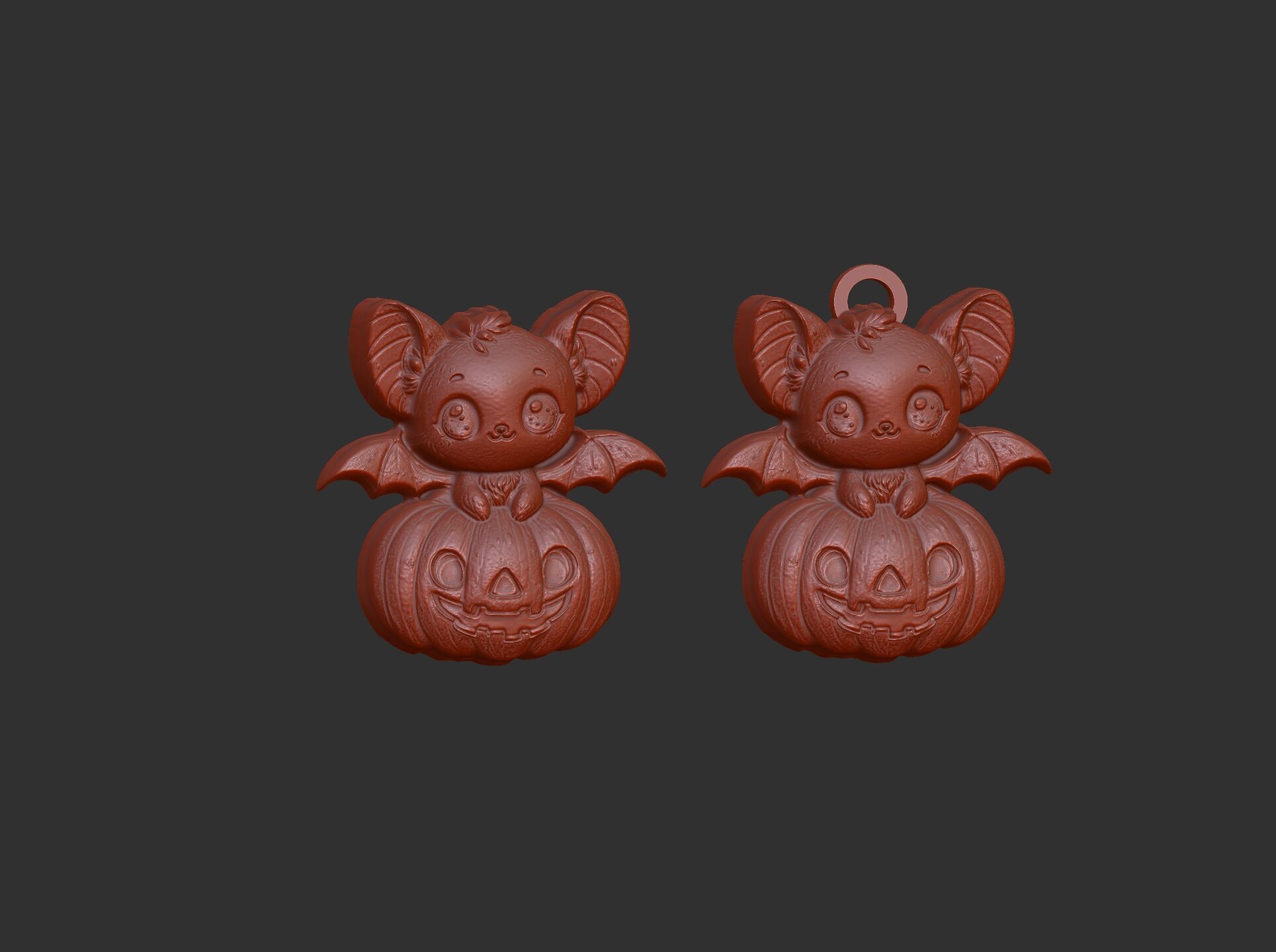 hallowen bat sitting in big pumpkin decor  3D print model_2