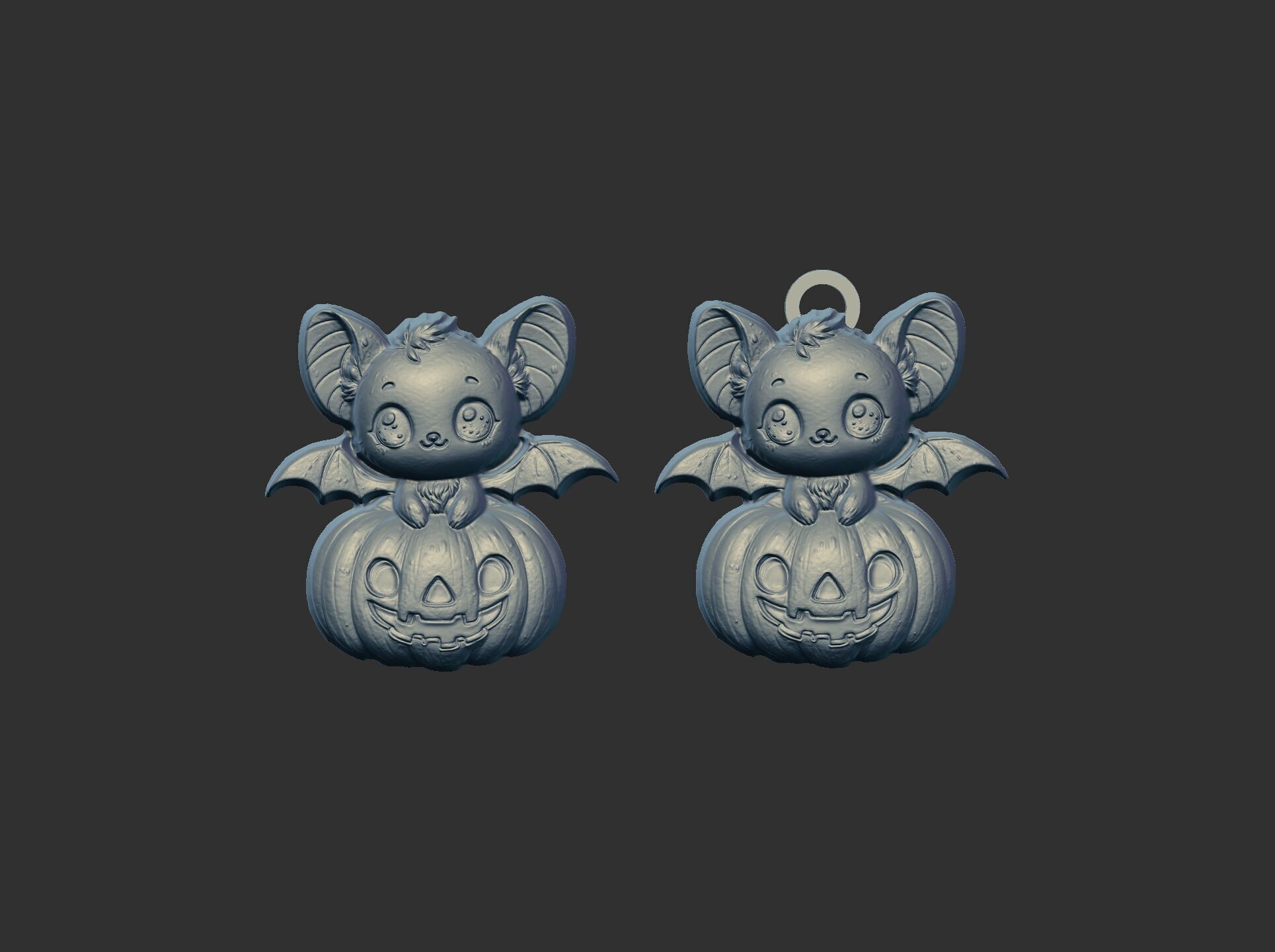 hallowen bat sitting in big pumpkin decor  3D print model_10