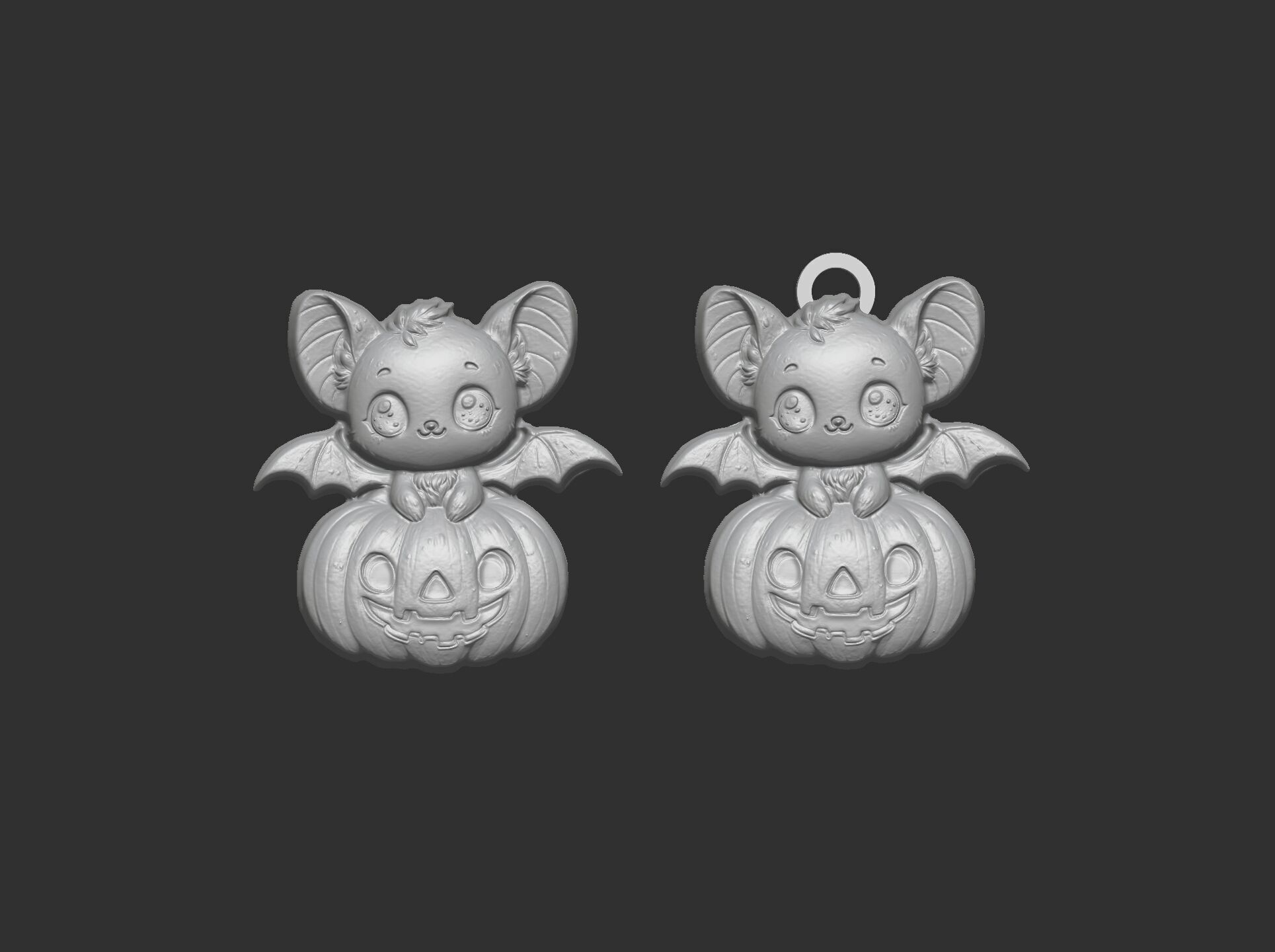 hallowen bat sitting in big pumpkin decor  3D print model_16