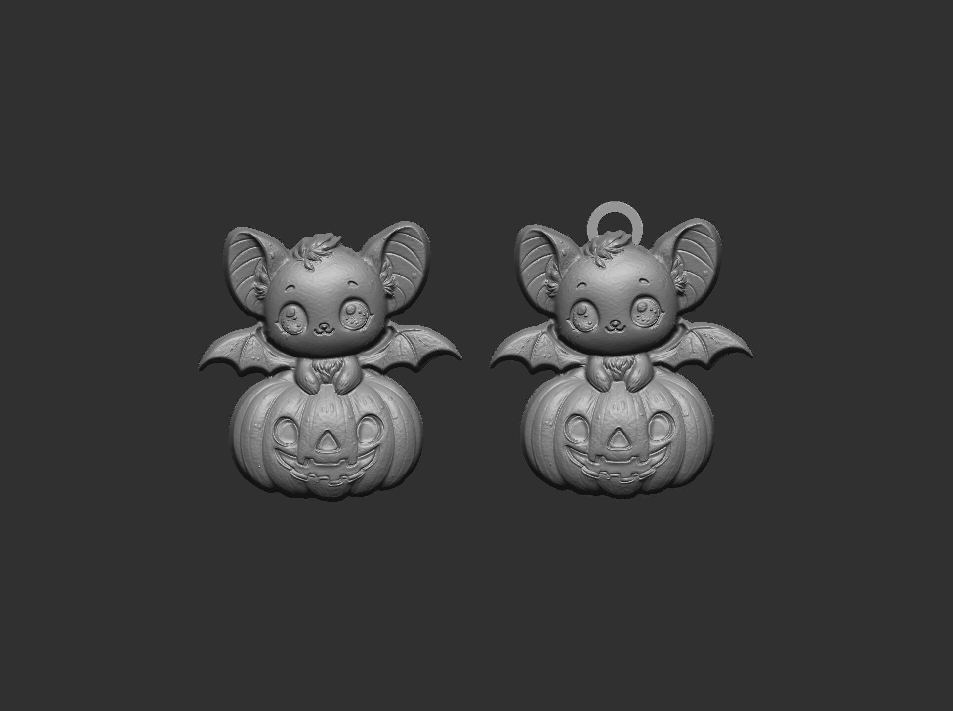 hallowen bat sitting in big pumpkin decor  3D print model_12