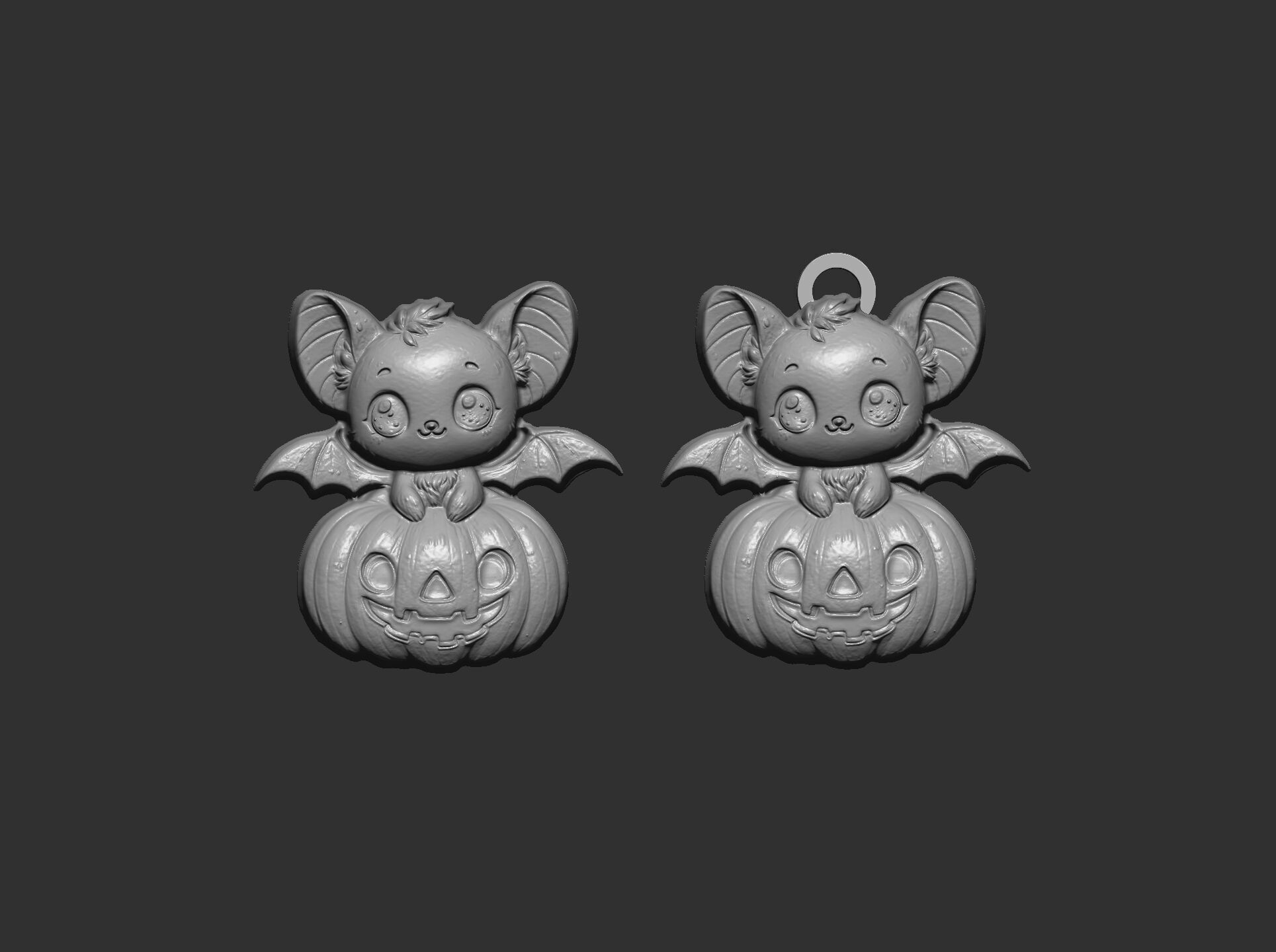 hallowen bat sitting in big pumpkin decor  3D print model_13
