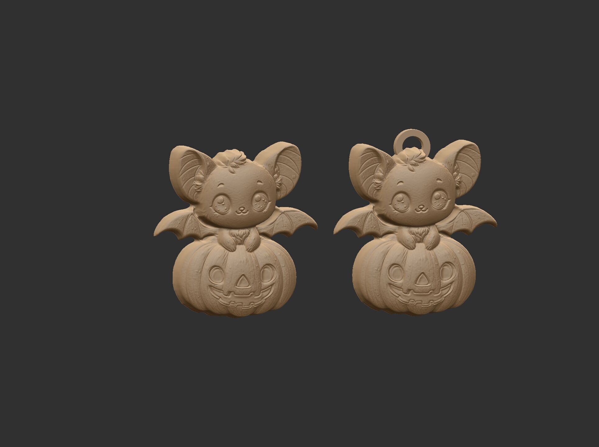 hallowen bat sitting in big pumpkin decor  3D print model_7