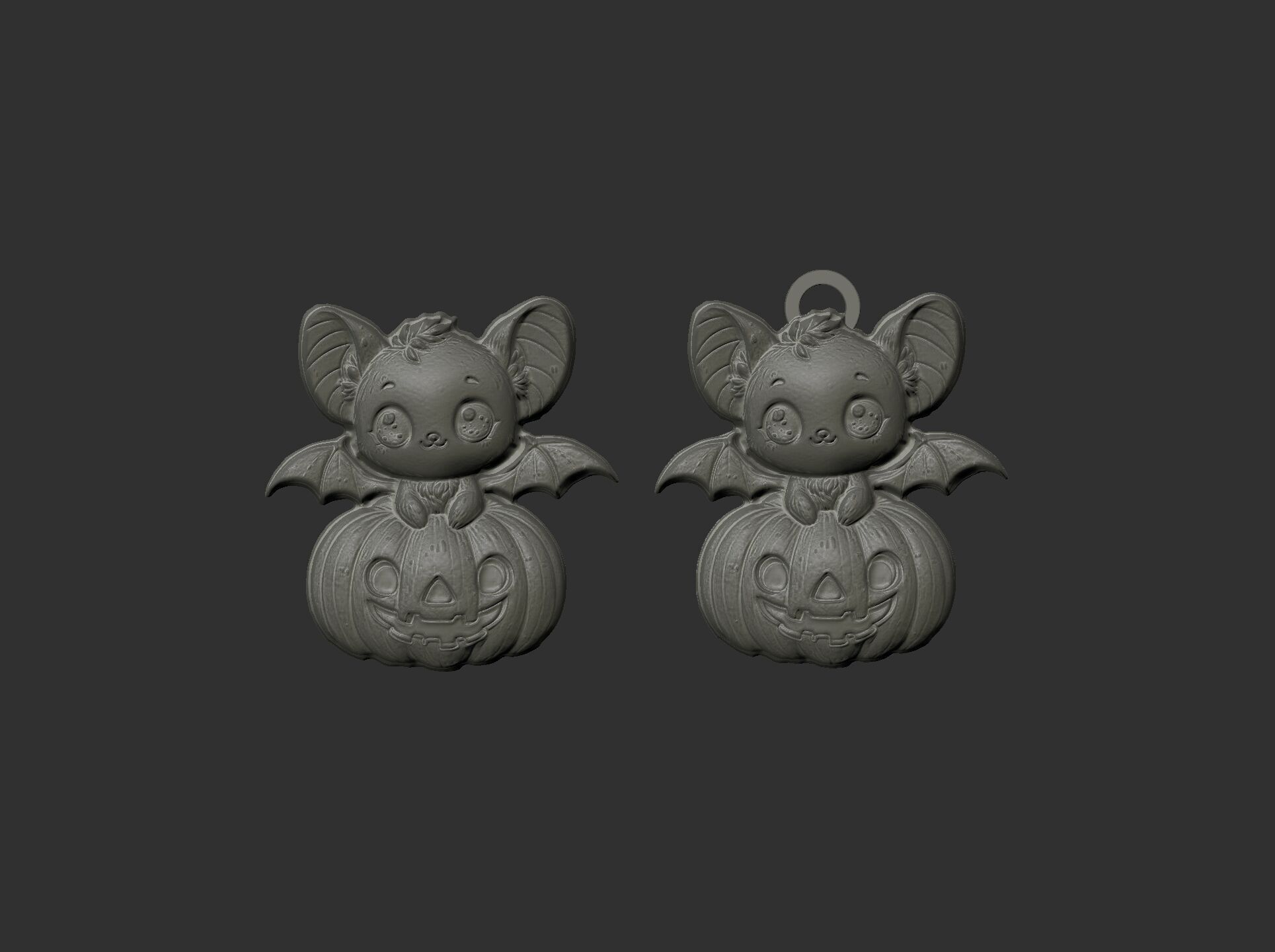 hallowen bat sitting in big pumpkin decor  3D print model_9