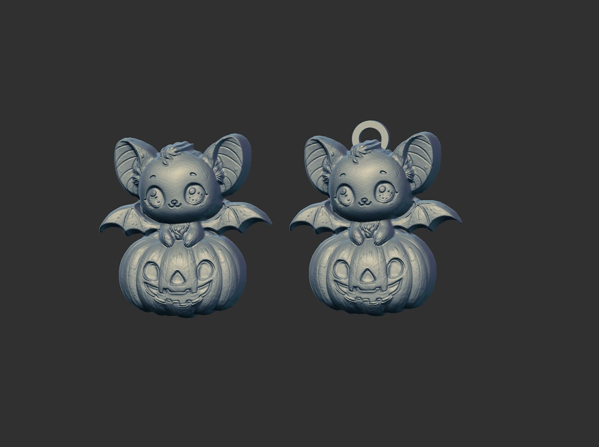 hallowen bat sitting in big pumpkin decor  3D print model_19
