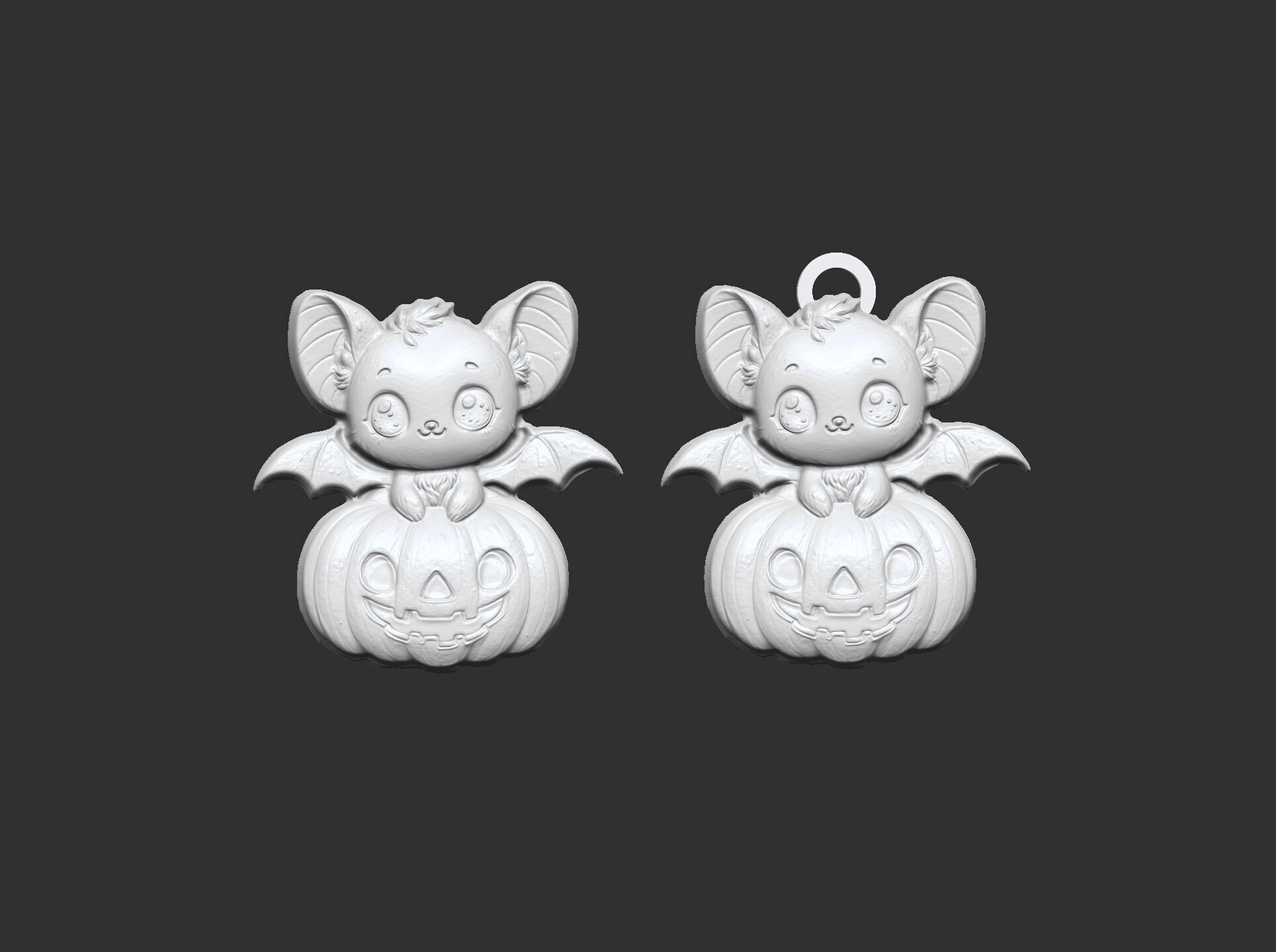 hallowen bat sitting in big pumpkin decor  3D print model_11