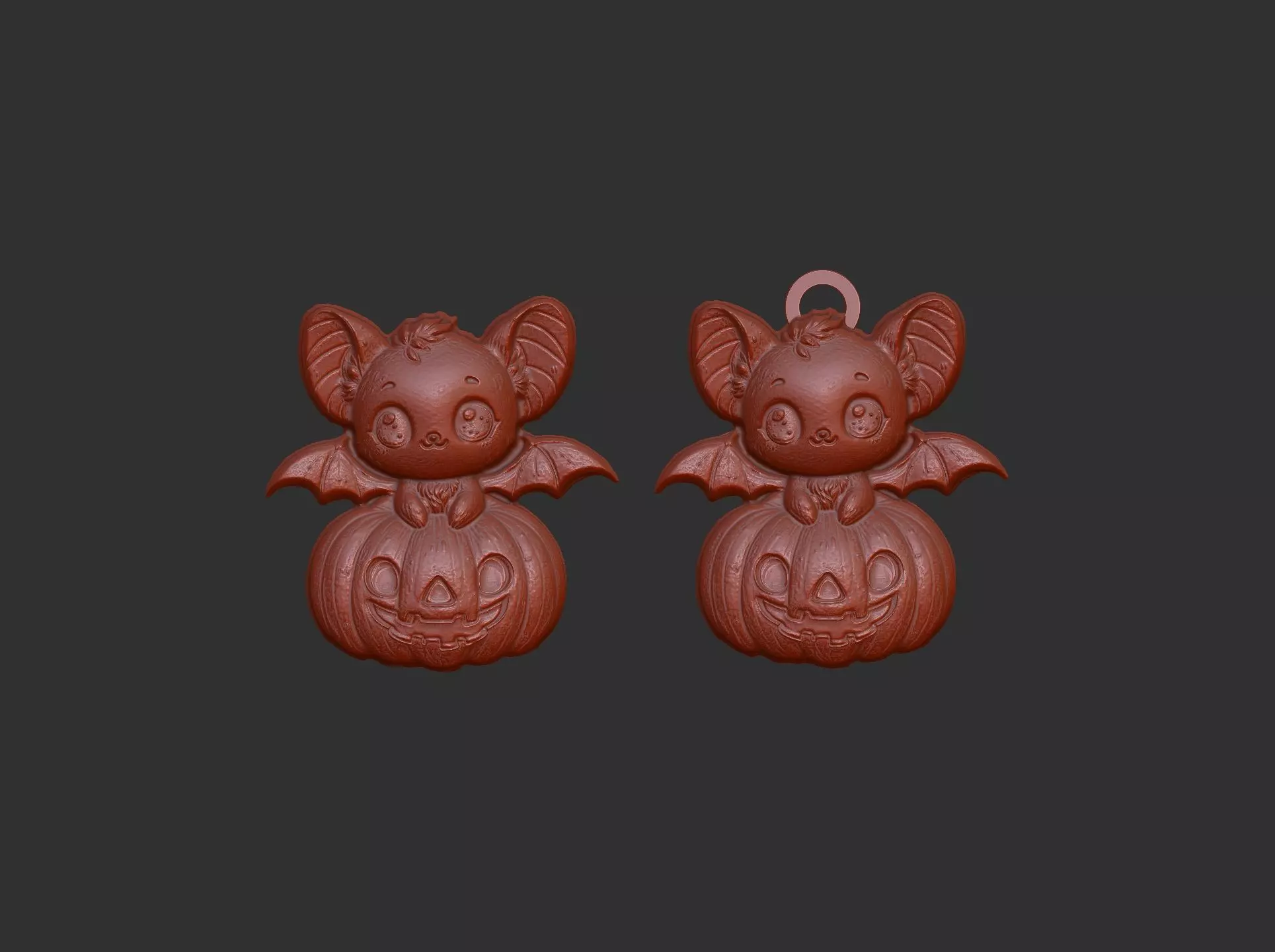 hallowen bat sitting in big pumpkin decor  3D print model_0