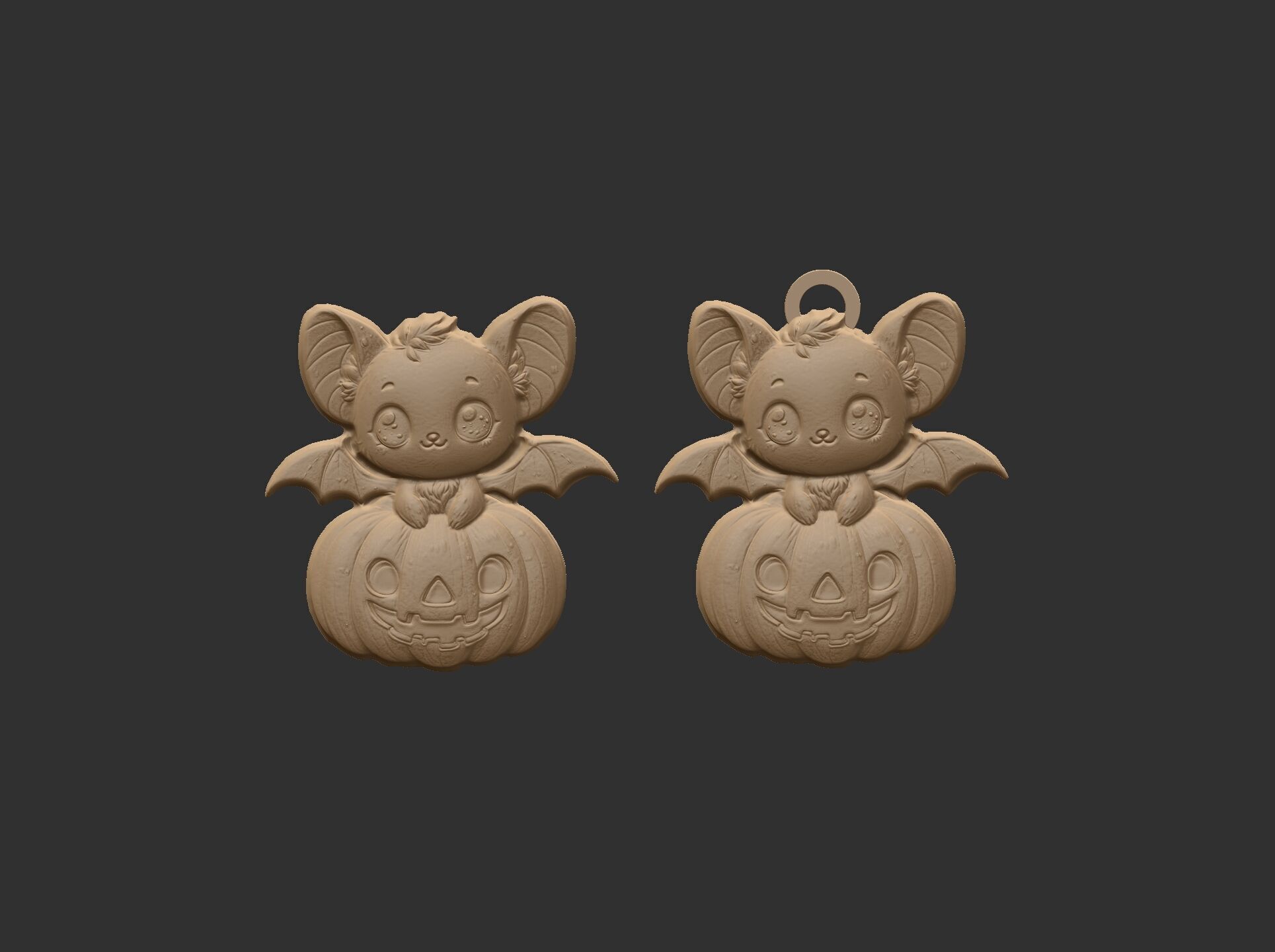 hallowen bat sitting in big pumpkin decor  3D print model_8