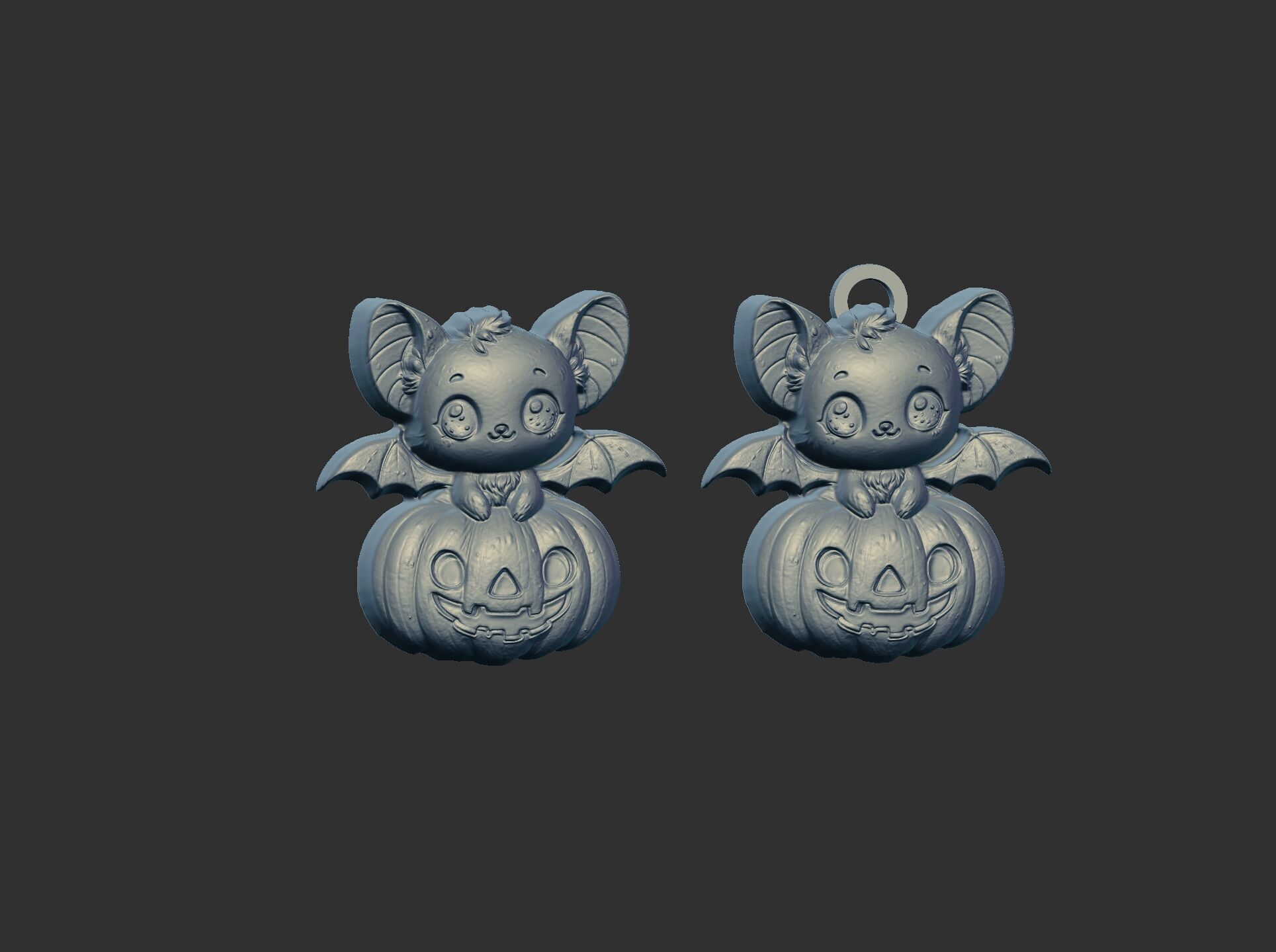 hallowen bat sitting in big pumpkin decor  3D print model_5
